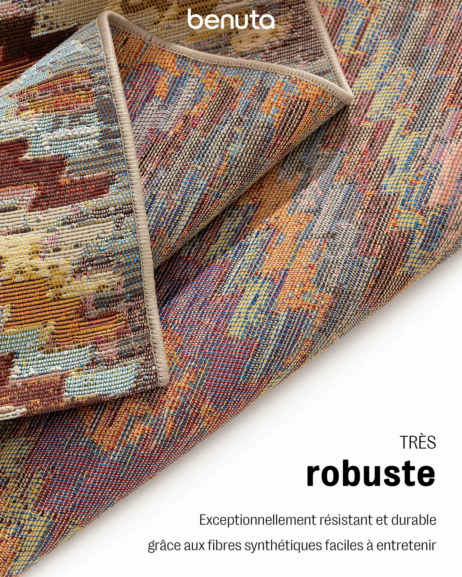 benuta Nest Artis - Fibre synthétique - Convient pour l'extérieur - Tapis & style : abstrait, géométrique, style ethnique, rétro - Facile d'entretien pour le salon, la chambre à coucher, multicolore,