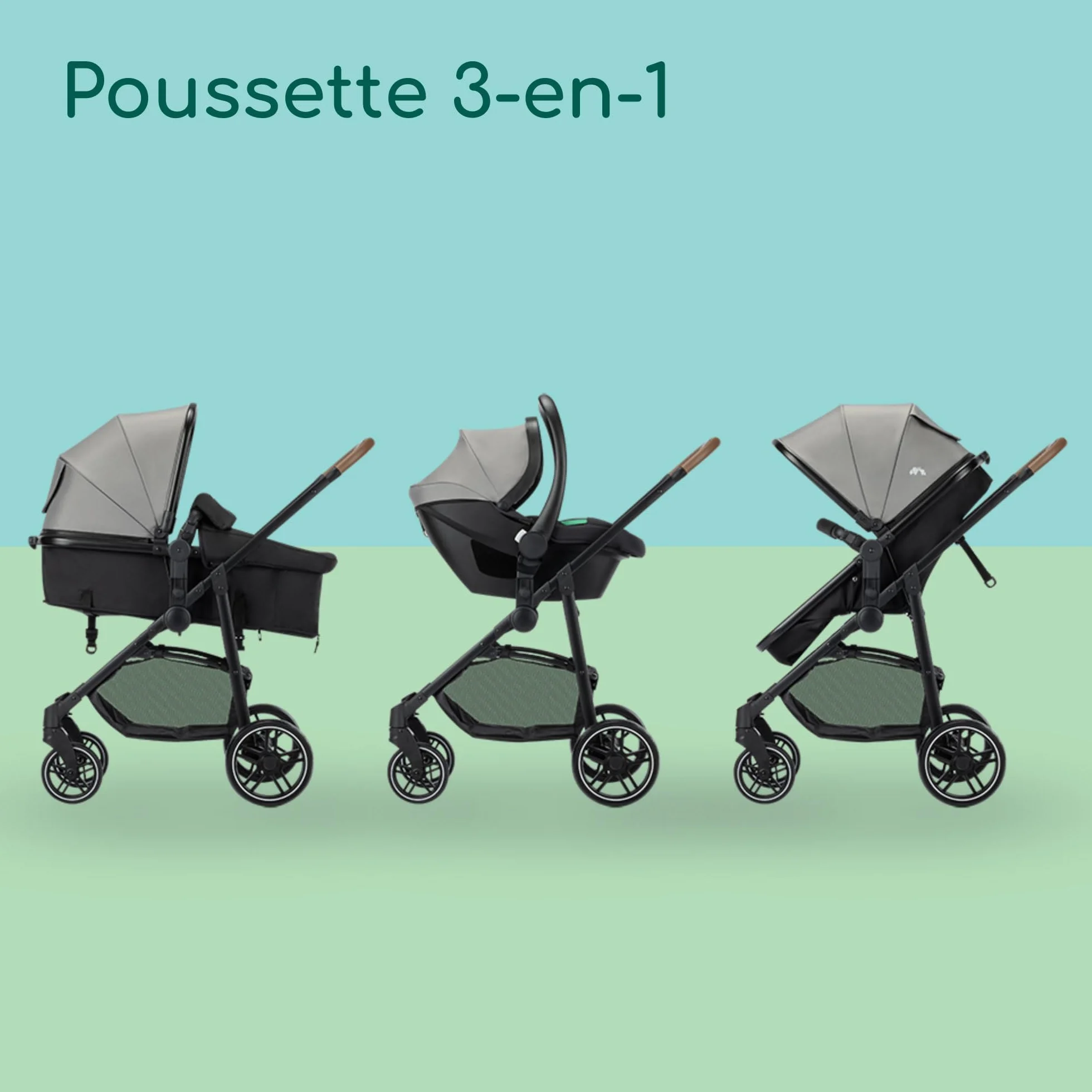 Bebeconfort Haze Trio Lux Poussette 3-en-1 i-Size 0-4 ans 22 kg Pliage Compact Tinted Grey