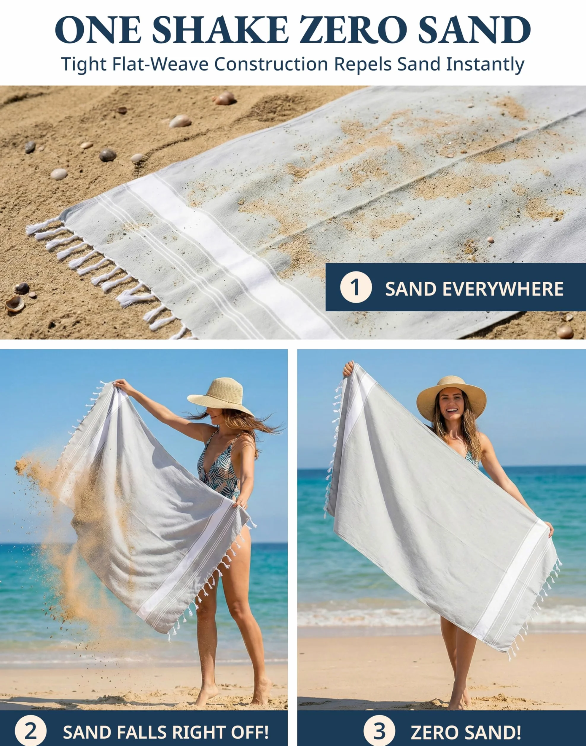 LANE LINEN Serviettes de plage 6 pièces, lot de serviettes de plage surdimensionnées, serviettes de piscine pour adultes, prélavées, serviette de plage sans sable, serviette de plage à séchage rapide