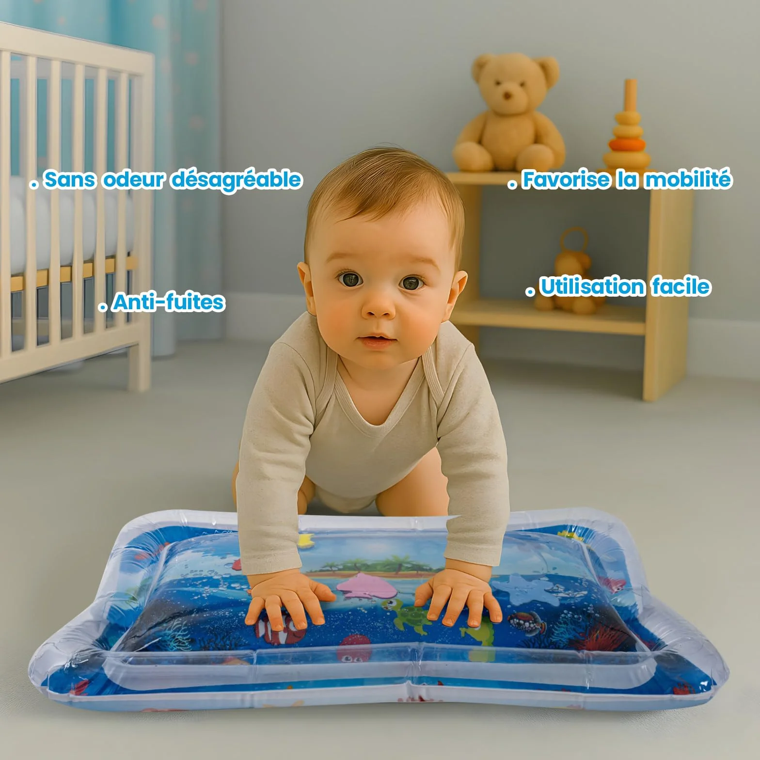 Tapis Eau Bebe Eveil Aquarium Bebe Gonflable Tapis Sensoriel Motricite 76x95cm
