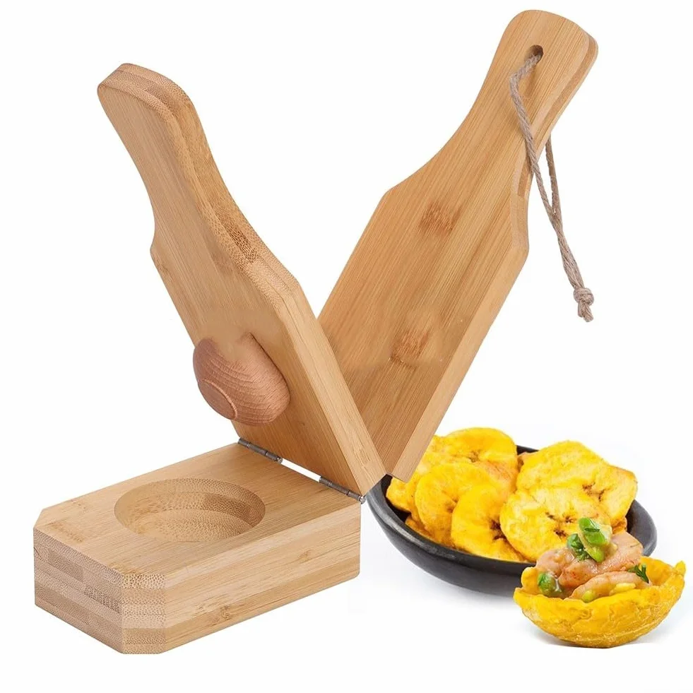 Zoegneer Tostones Maker Presse à bananes en bois 2 en 1 pour plantain