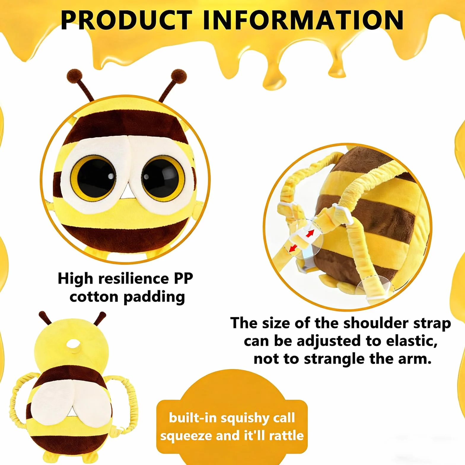 Coussin Anti Chute Bébé Protection Tête Genouillère Abeille