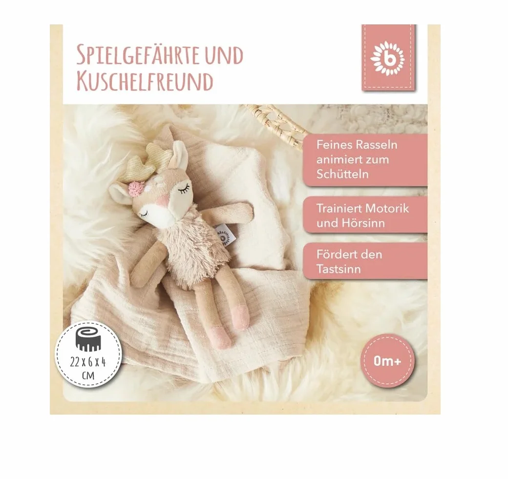 Gâteau de couches bébé fille 4 étages imprimé mousseline chevreuil Ella