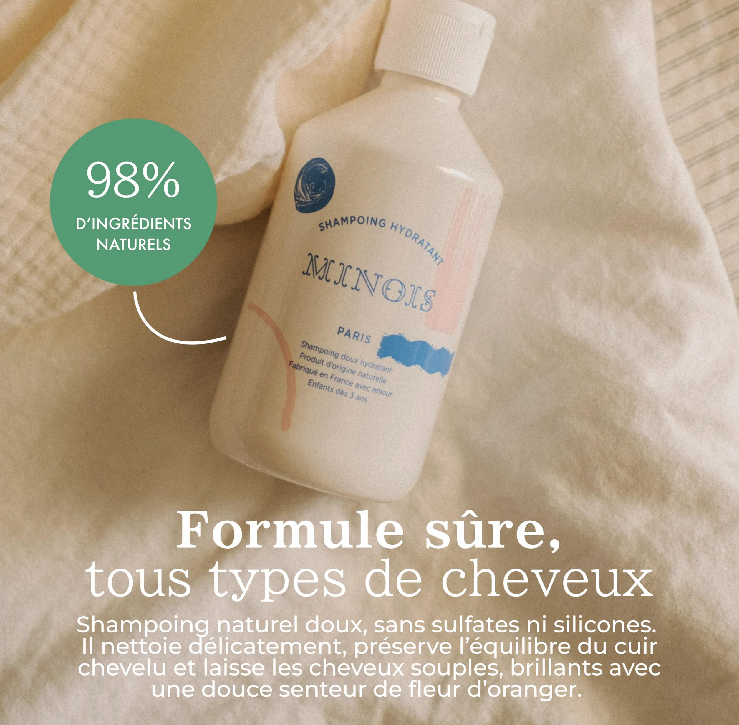Minois Paris Shampoing Enfant Sans Sulfate & Silicone 300ML Fleur d'Oranger Made in France