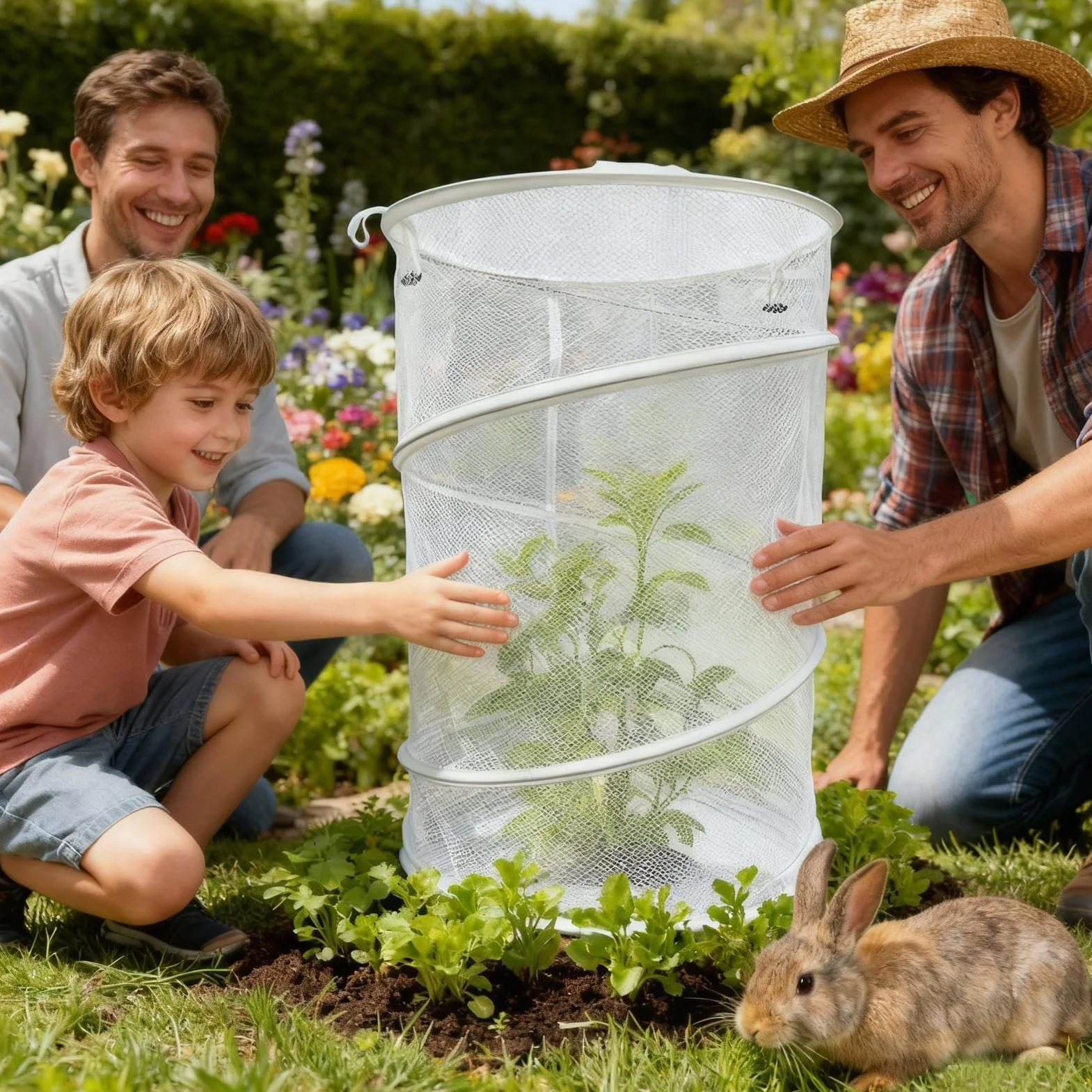 Protection Contre Les Chats pour Pot de Fleurs Rond Pliable Réutilisable Respirant Jardin Intérieur Extérieur