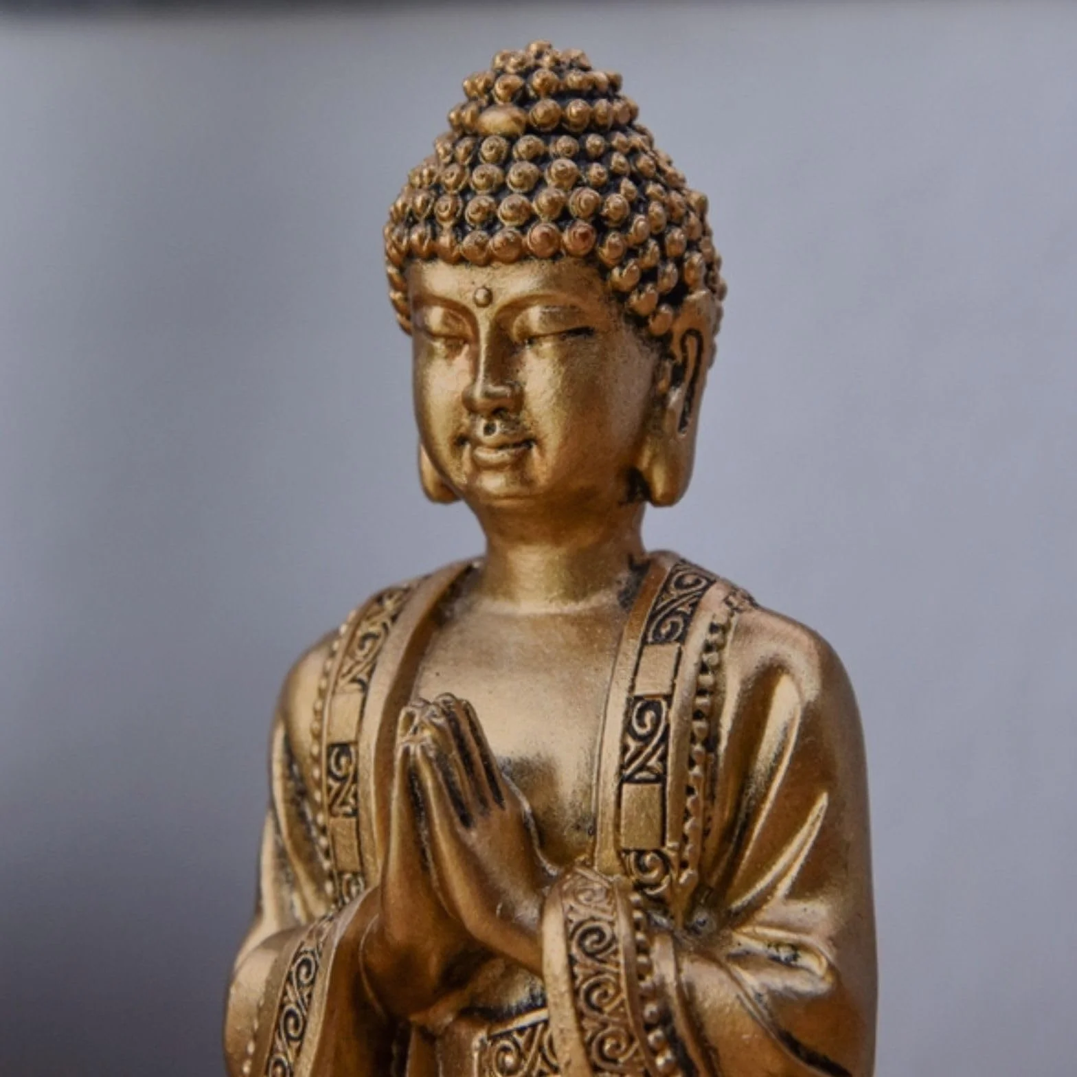 Statue Bouddha Or Méditation 12cm Zen Feng Shui Décoration Intérieur