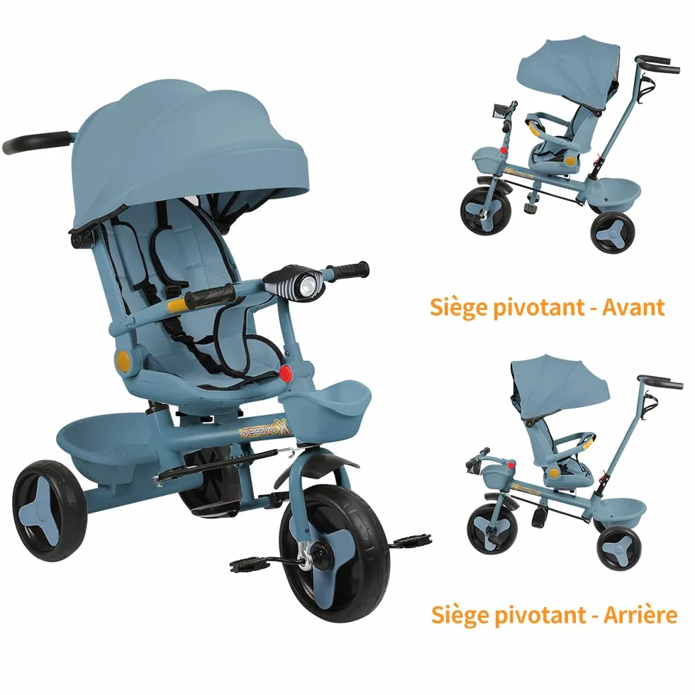 Poussette Canne 3 Roues 5 en 1 Tricycle Évolutif jusqu'à 25 kg Pliage Compact