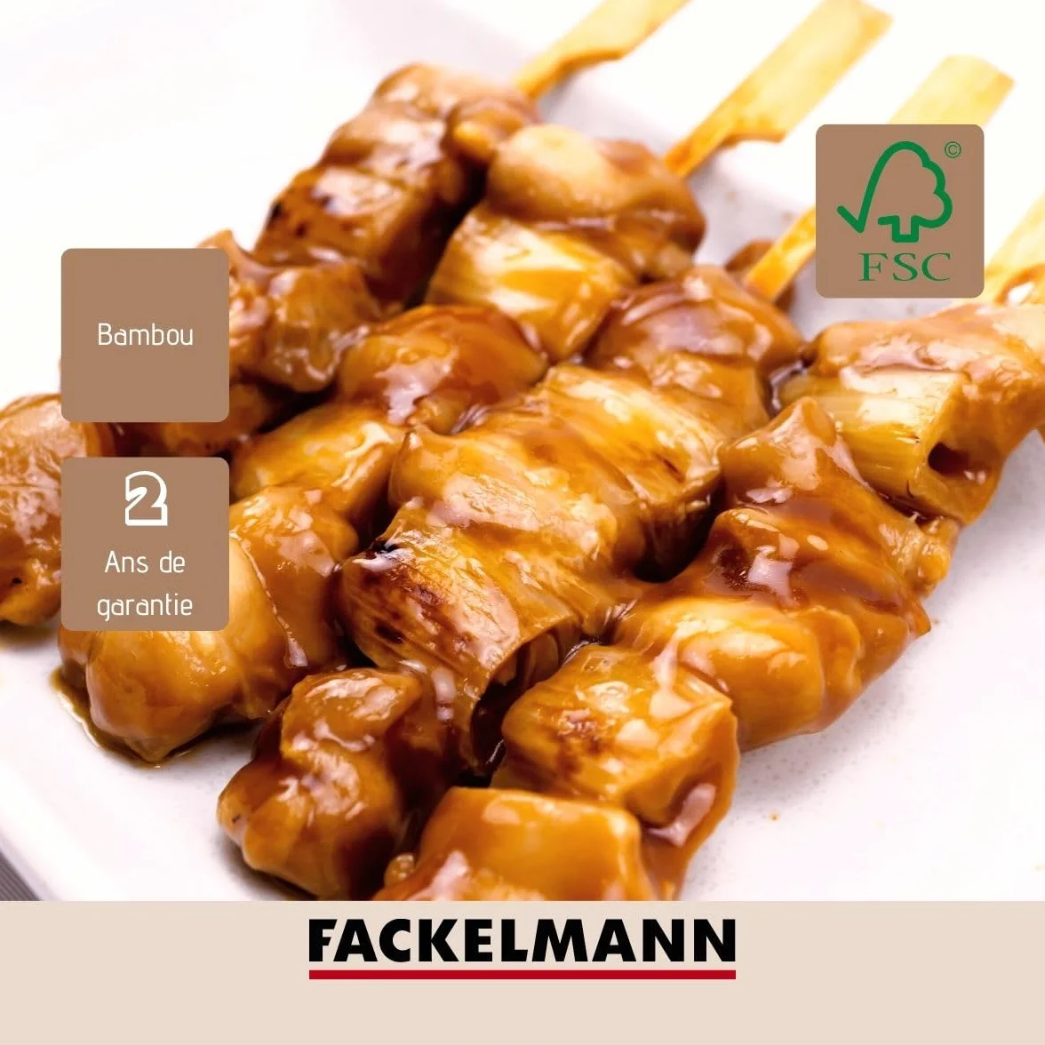 Fackelmann Lot de 50 Pics à Brochettes en Bambou 15 cm