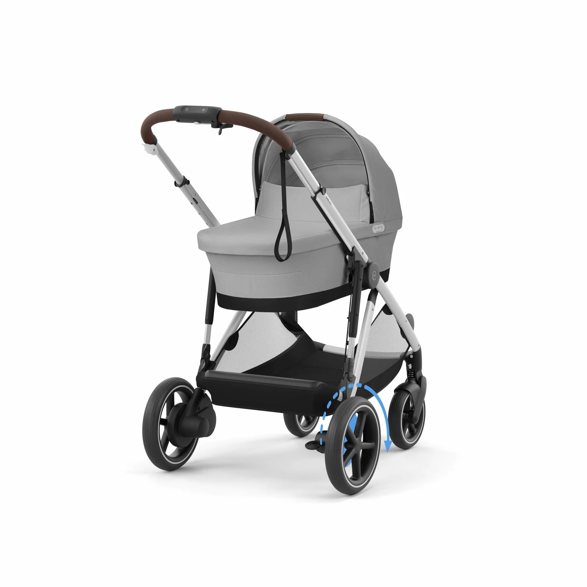 CYBEX Poussette Gold e-GAZELLE S, Système tout-en-1 avec propulsion électrique, 22 kg, Gris pierre