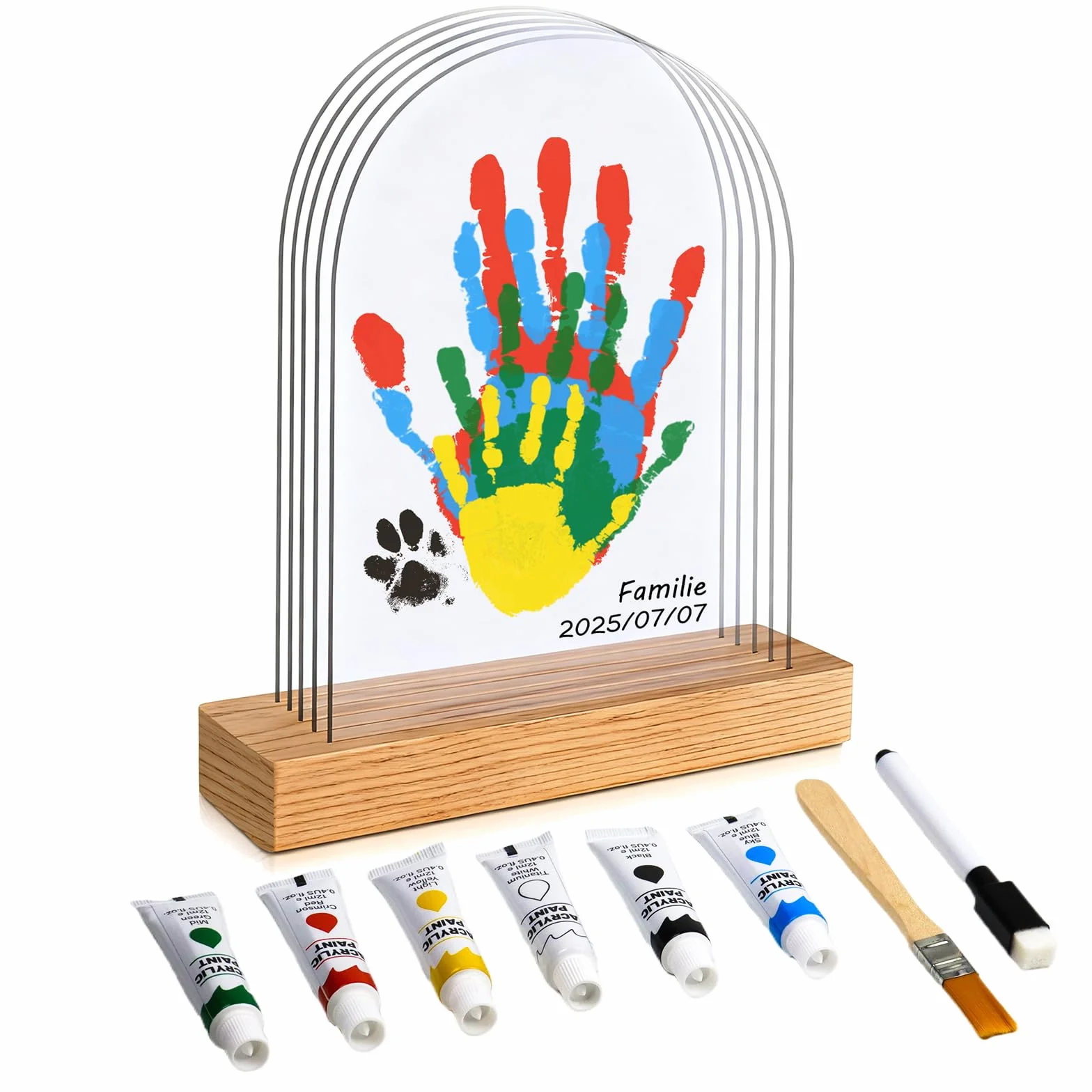Kit Empreintes Familiales pour 5 Personnes, Peinture à Doigts Bébé Non Toxique, Cadeau de Naissance