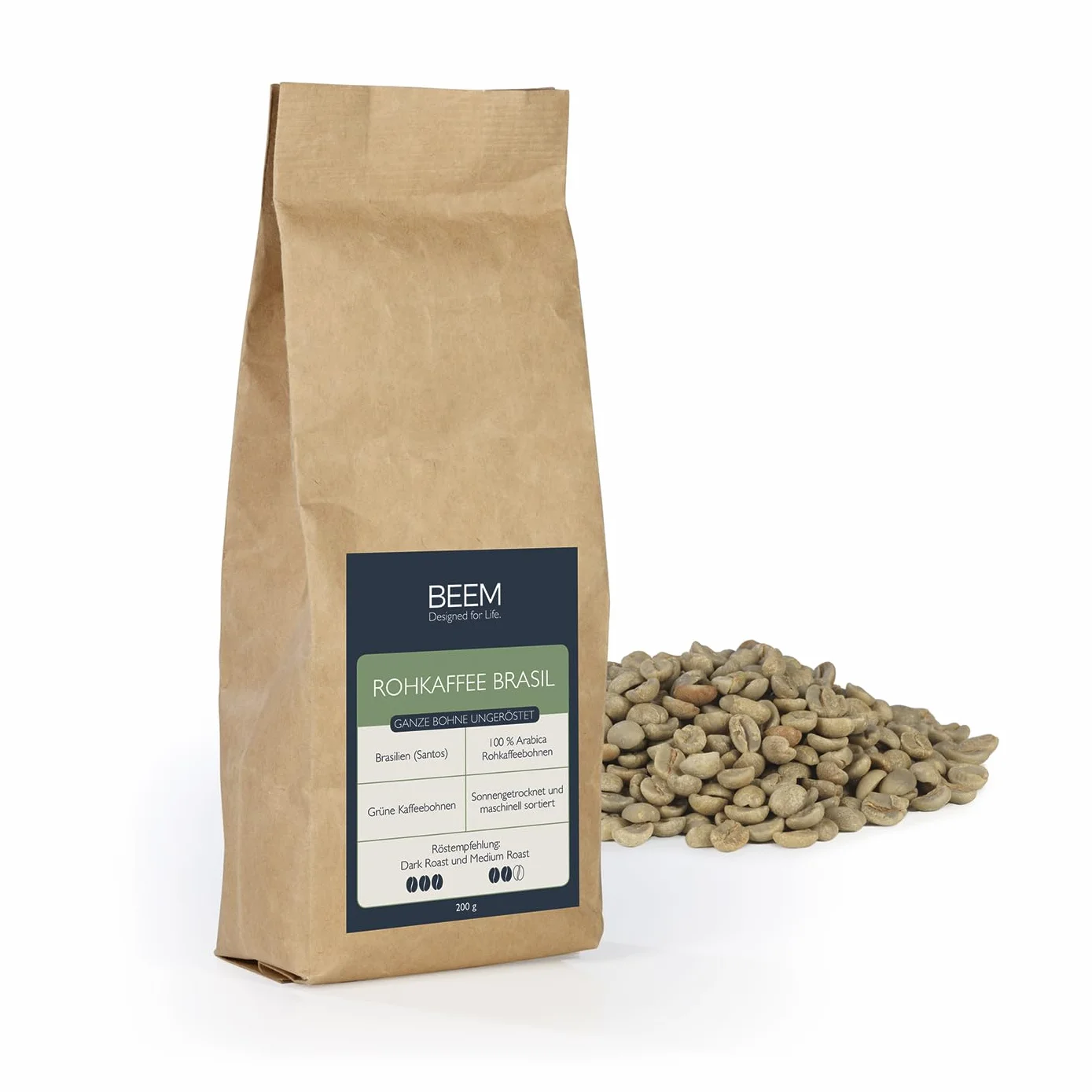 BEEM ROAST-PERFECT Torréfacteur acier inoxydable 200 g café brésil grain entier non torréfié 2 degrés torréfaction réglables
