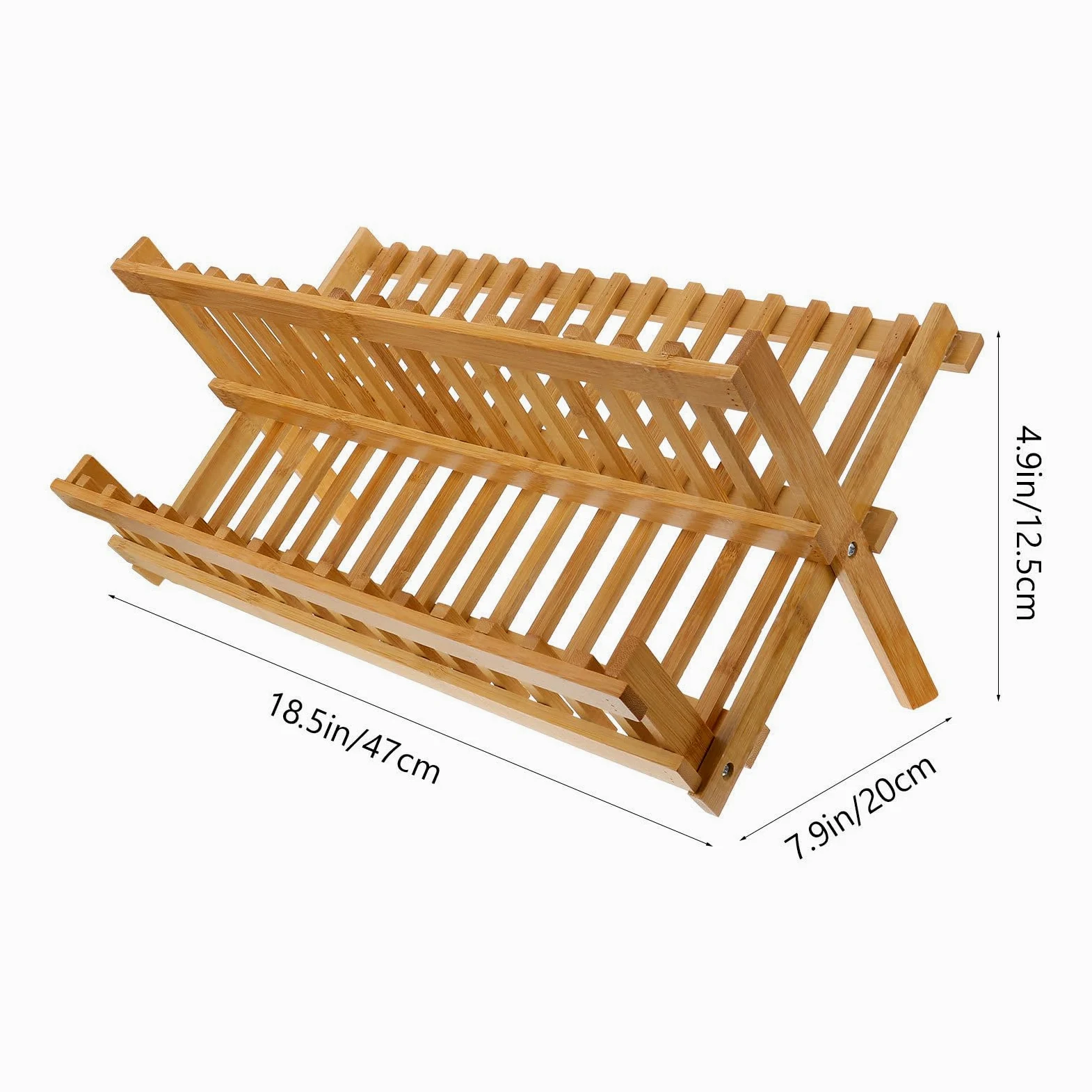 Angoily Étagère de Rangement Pliable en Bois Massif Étagère Pratique Égouttoir Vaisselle Compact Support Pliant Robuste pour Camping et Extérieur pour Assiettes et Ustensiles