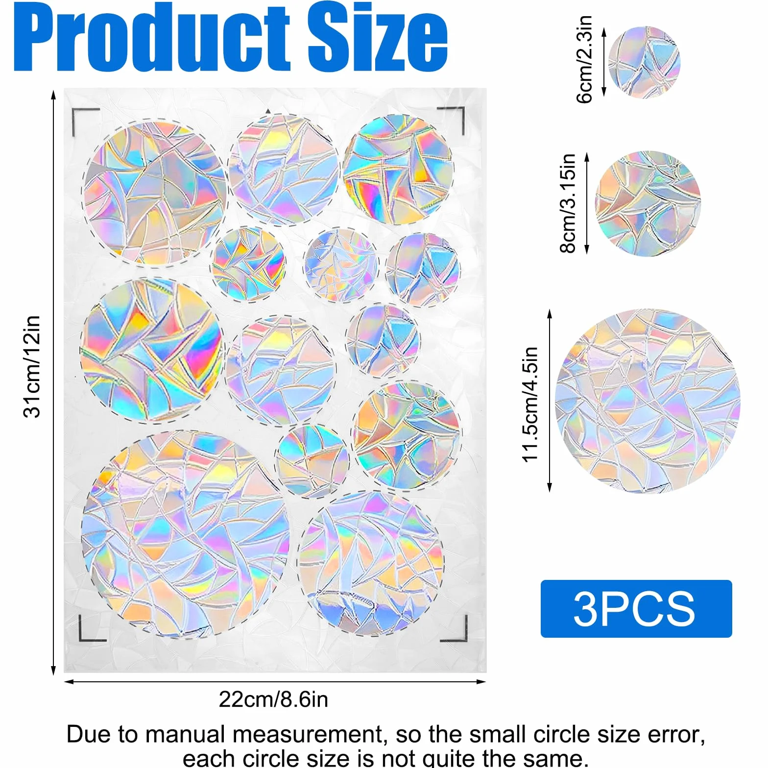 Lot de 39 Stickers Suncatcher Anti-Collision Arc-en-Ciel Fenêtre Prism Autocollant Verre Décoration Lumineuse Maison Bureau