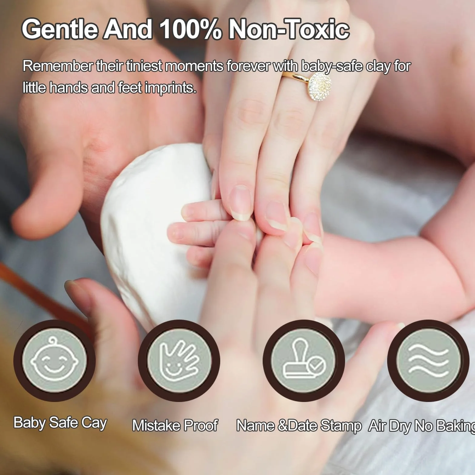 Kit d'Empreintes de Bébé en Argile, 2 PCS Argile Molle pour Empreintes de Mains et Pieds