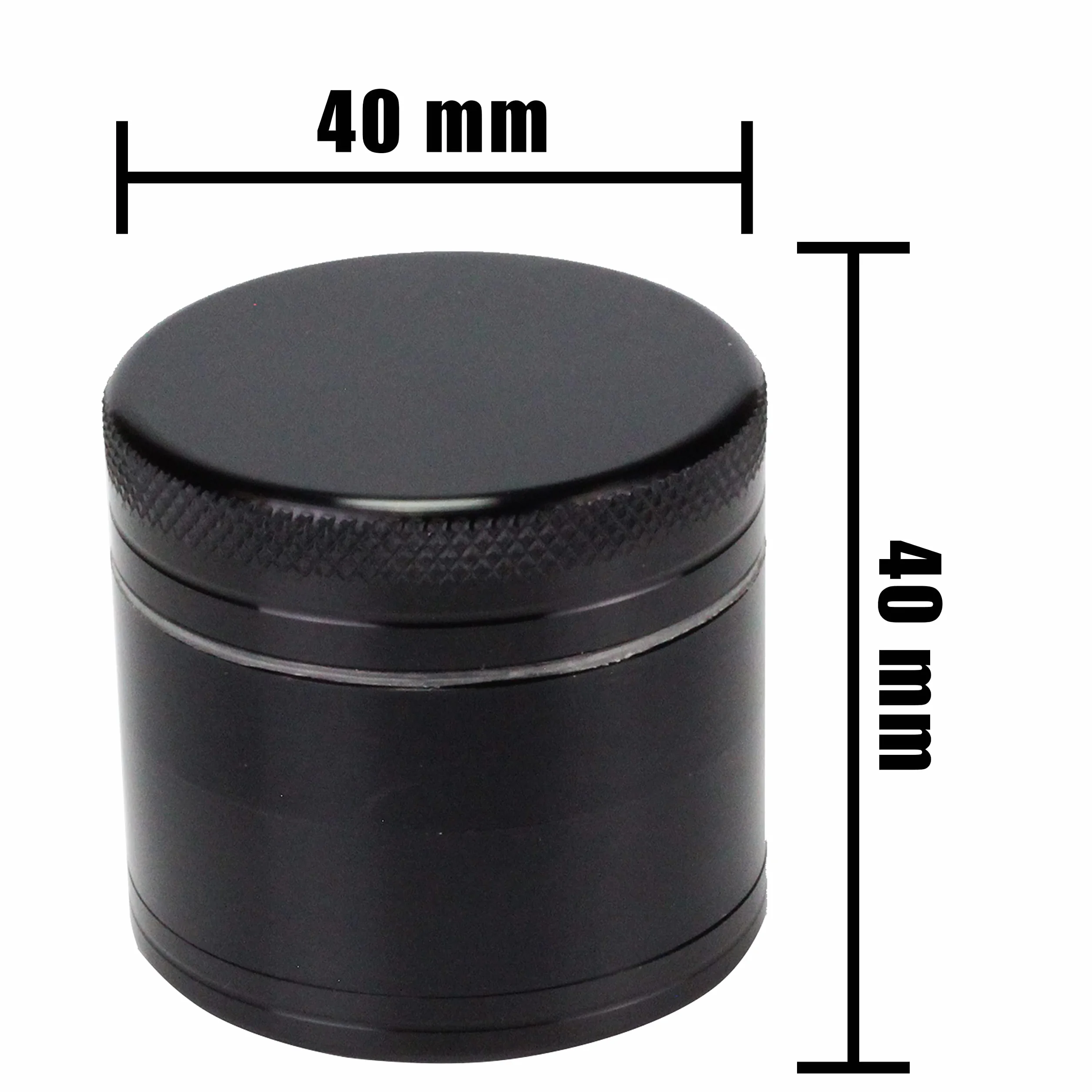 Broyeur à Epices en Aluminium 40 mm Noir 4 Pièces