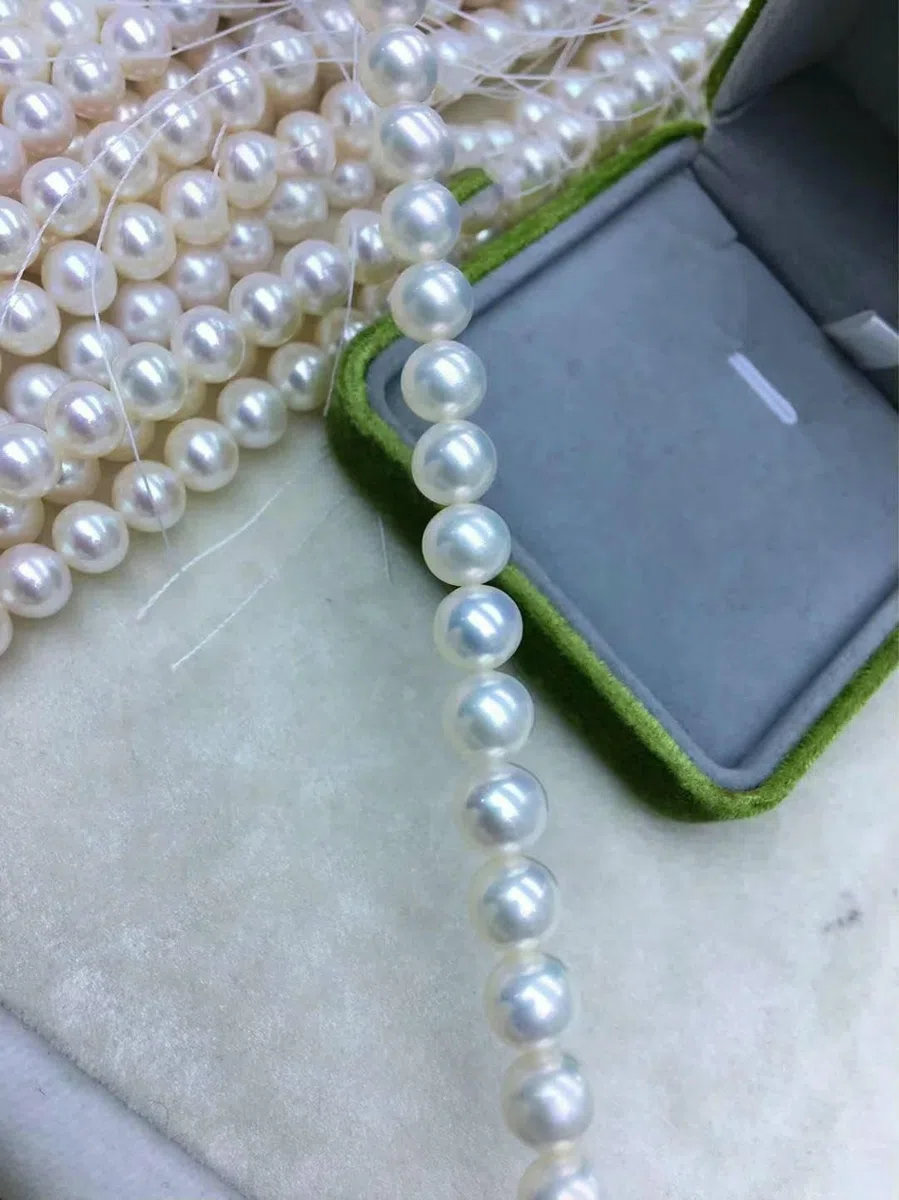 Perles de culture d'eau douce rondes 100% naturelles, perles fines pour la création de bracelets, colliers et boucles d'oreilles - 5A, blanches, rondes, 6,0-6,5 mm, 1 rang