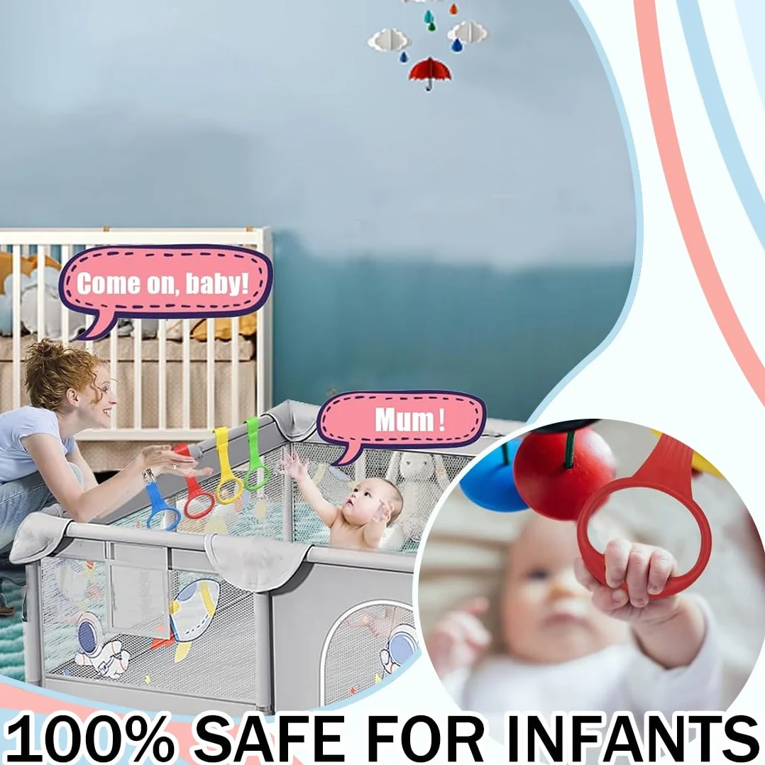 Anneau de Berceau 4 Pièces Anneau de Lit Bébé Multicolore Anneaux pour Lit Bébé et Parc