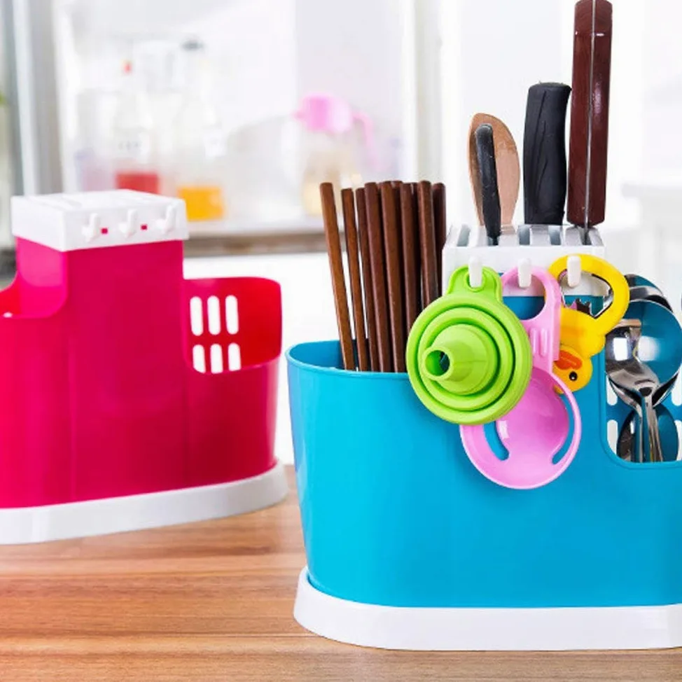 Bloc de rangement pour couteaux de cuisine, support pour couteaux uniquement, boîte multifonction pour ustensiles (cuillères, baguettes, fourchettes), rangement pour couverts, support en plastiqu