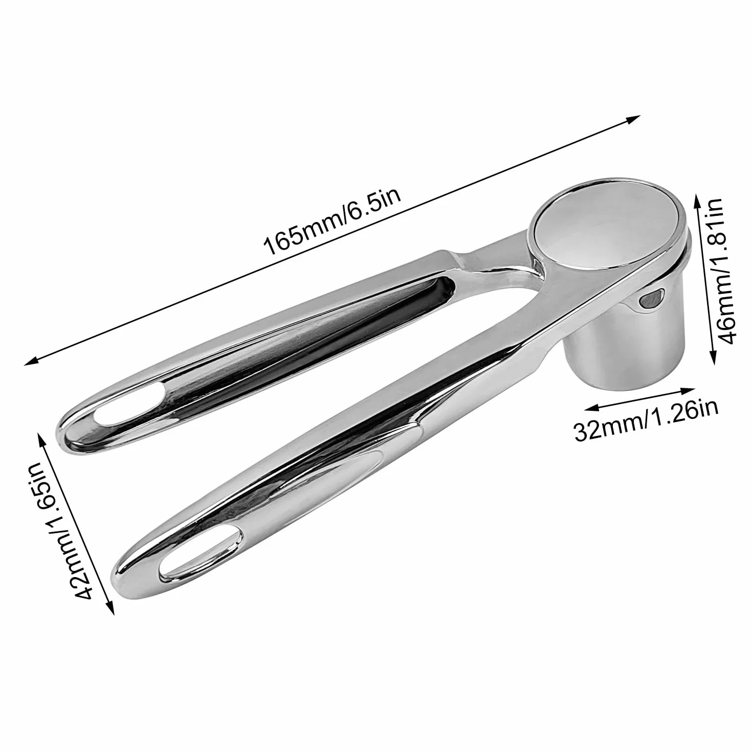 Presse-ail en acier inoxydable avec poignée ergonomique pour ail et gingembre, argent