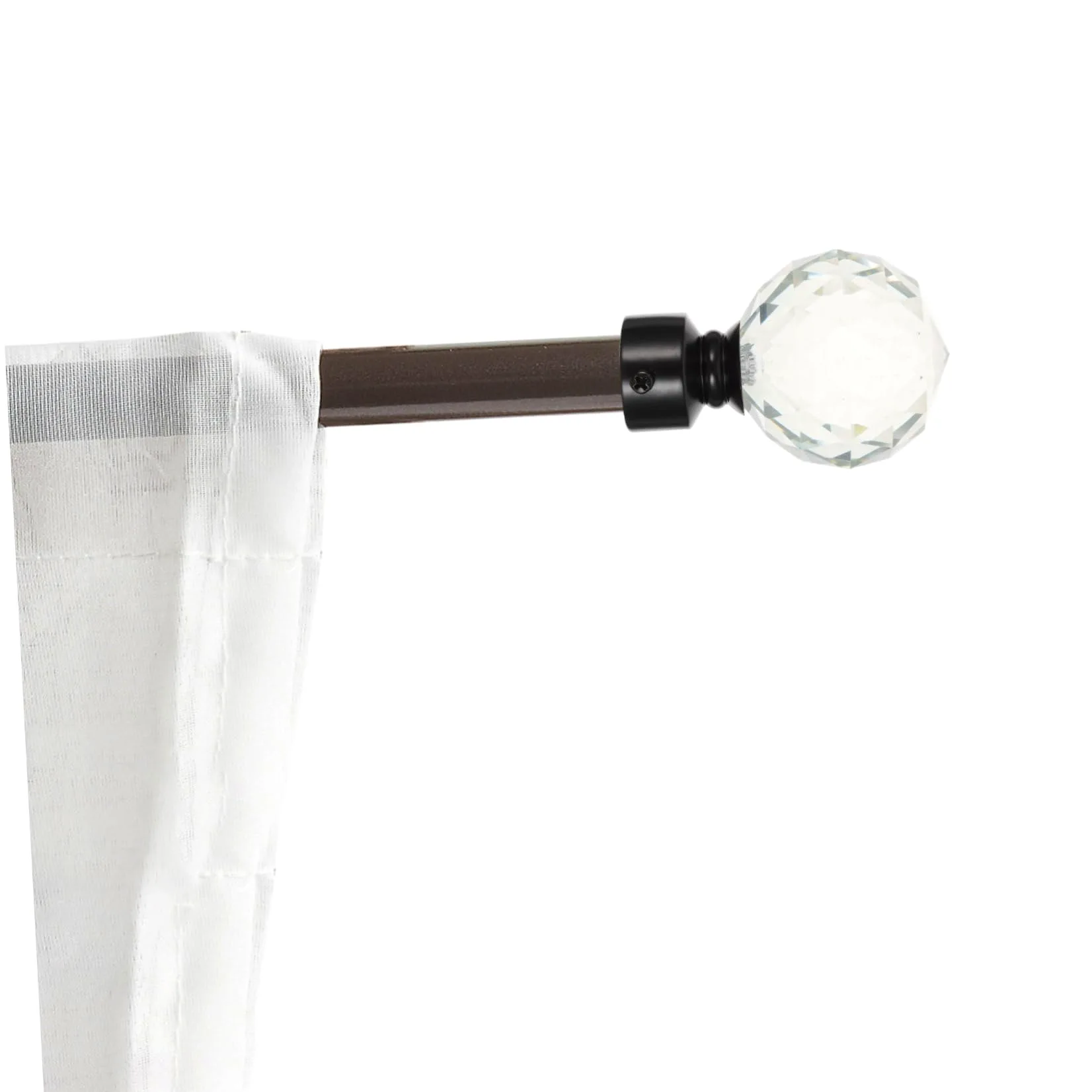 Veemoon Embouts de Tringle à Rideaux en Cristal, Lot de 2, Fer Noir | Style Simple Rétro, pour Maison et Chambre, Accessoires de Finition pour Tige de Rideau