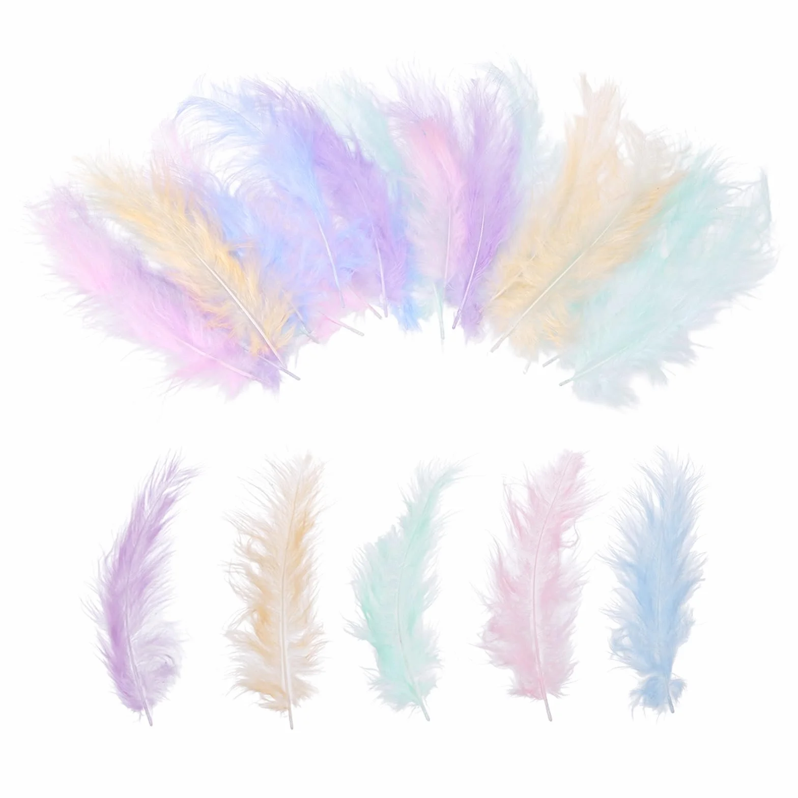 PATIKIL 100 Pièces Plumes de Dinde Marabou Duveteuses 4-6 Pouces Pastel Naturelles pour Création Attrape-Rêves Décoration Fête