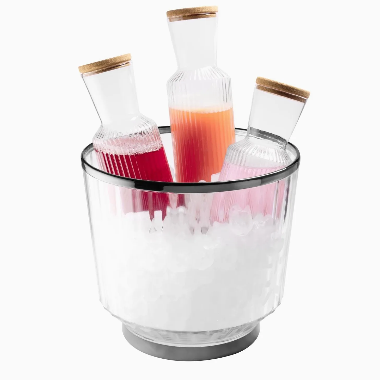 APS 36160 « AUREO » Seau à vin/à champagne, Ø 28 cm, H : 25 cm, 10 litres, polycarbonate, bord + anneau de fond, aspect bronze à canon, revêtement galvanisé, empilable