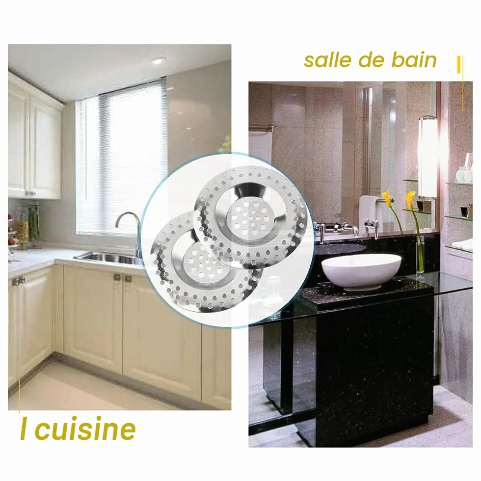Filtre évier cuisine acier inoxydable anti-obstruction 2 pièces