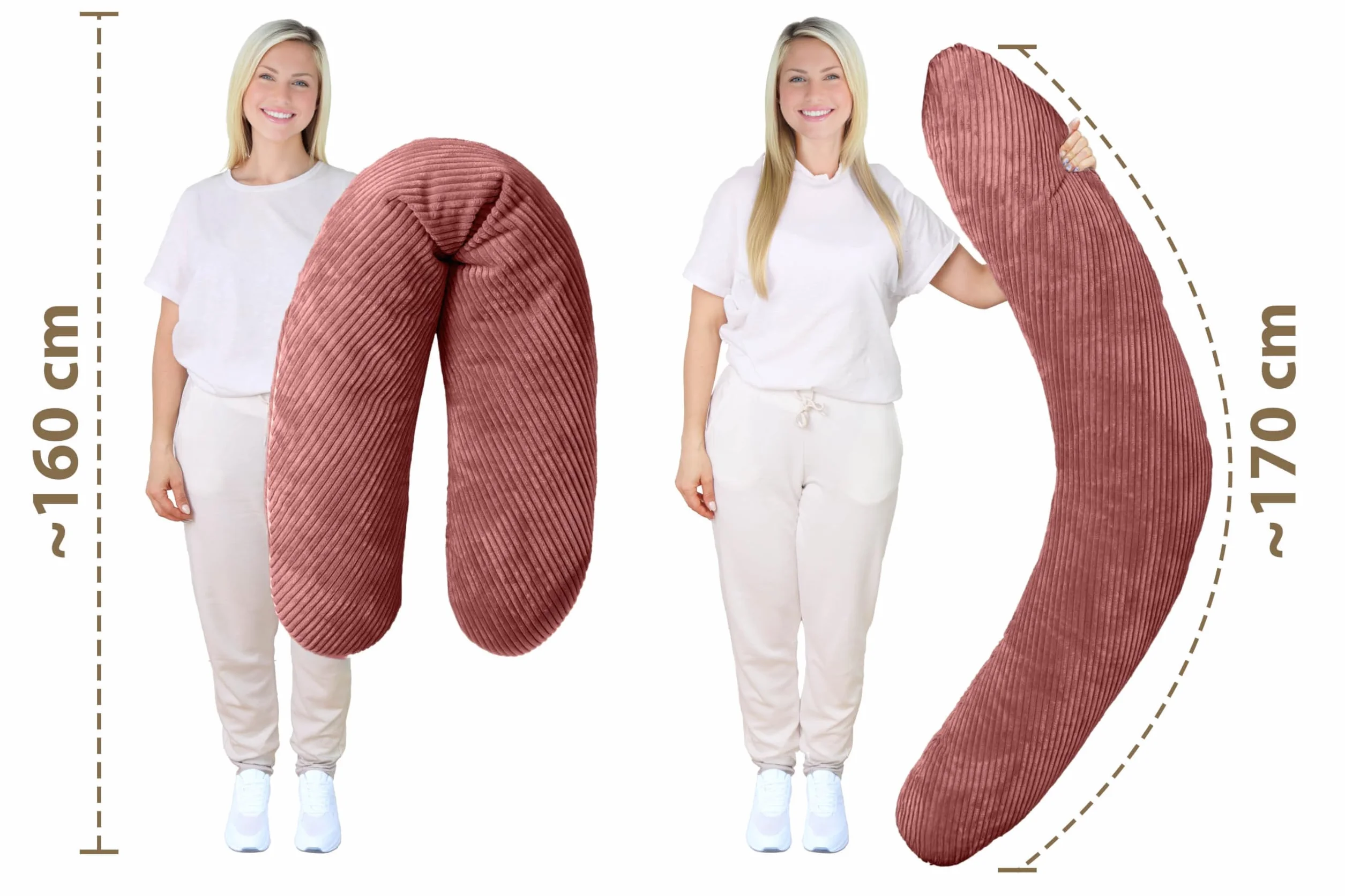Amilian Coussin d'allaitement XXL 170 cm, coussin de grossesse pour dormir sur le côté, avec rembourrage et housse amovible - Herzschimmer