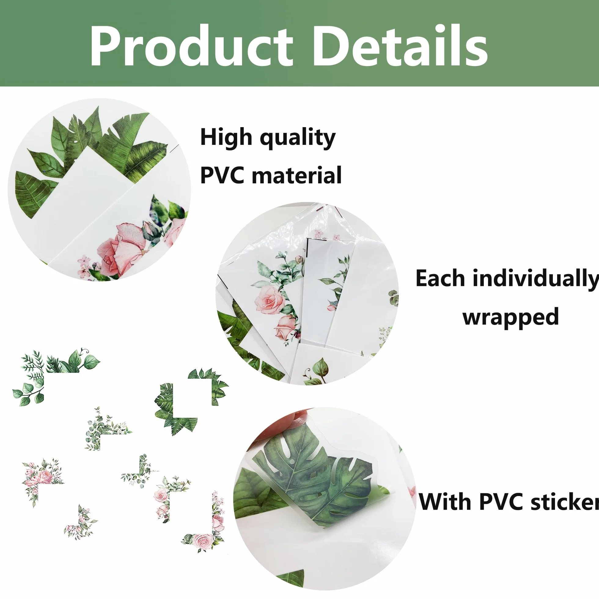 TINGWEN 5 Pièces Autocollant Interrupteur Mural Stickers PVC Green Plant Décoratif pour Salon Chambre