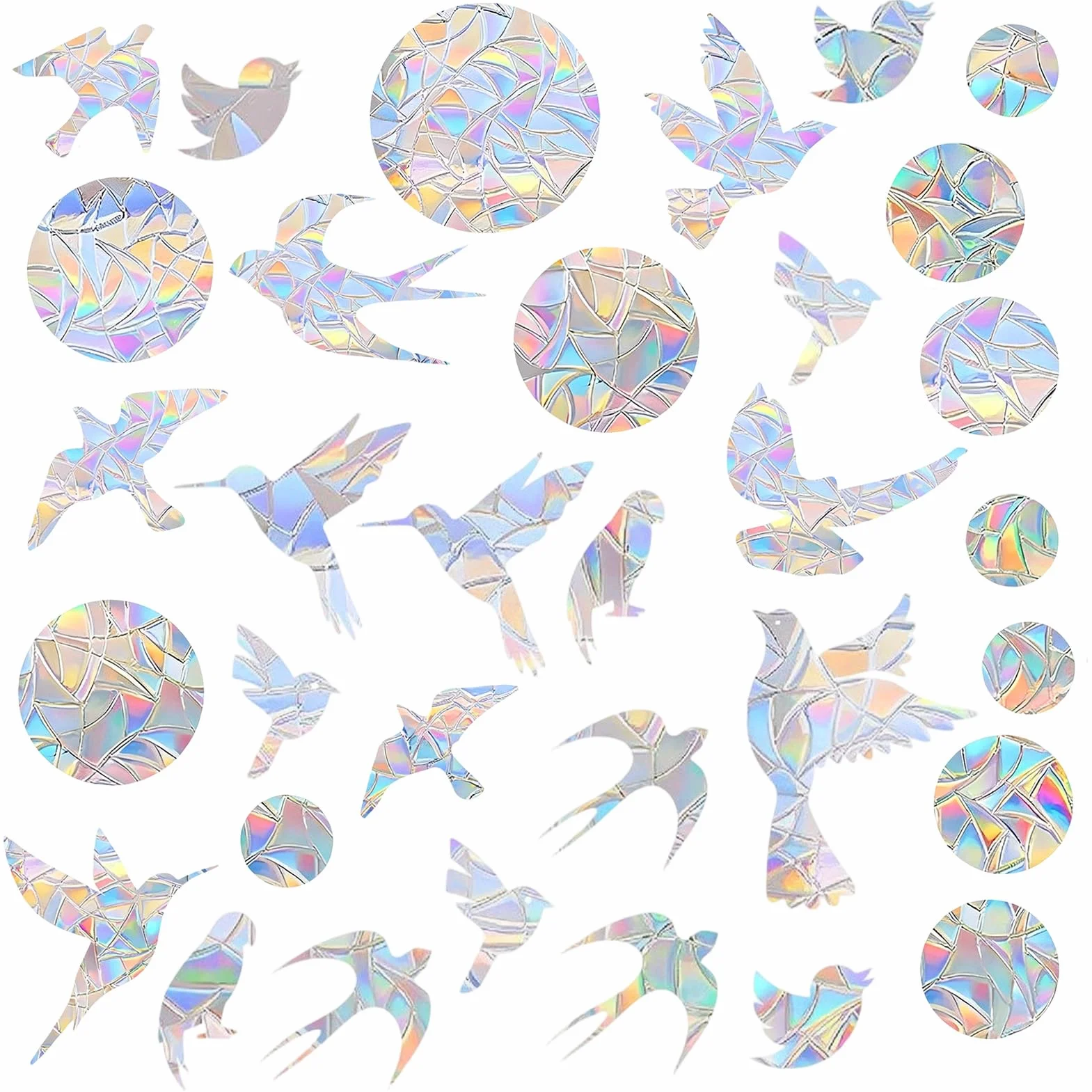 Autocollants de fenêtre Prisme anti-collision Suncatcher Arc-en-Ciel colibri translucides Lot de 48