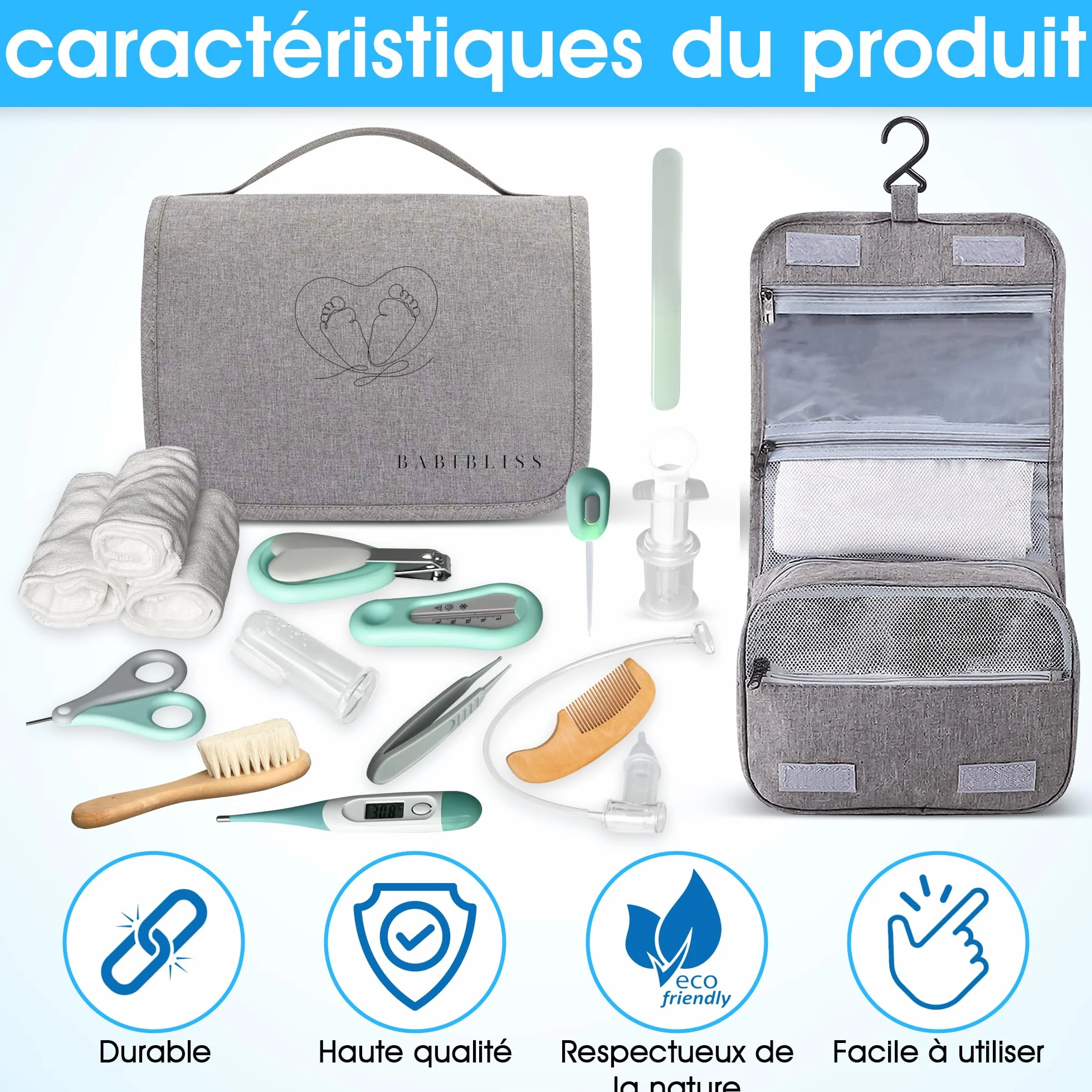 Kit Soin Bébé Naissance 13 Articles - Trousse de Soin Bébé Grand Format