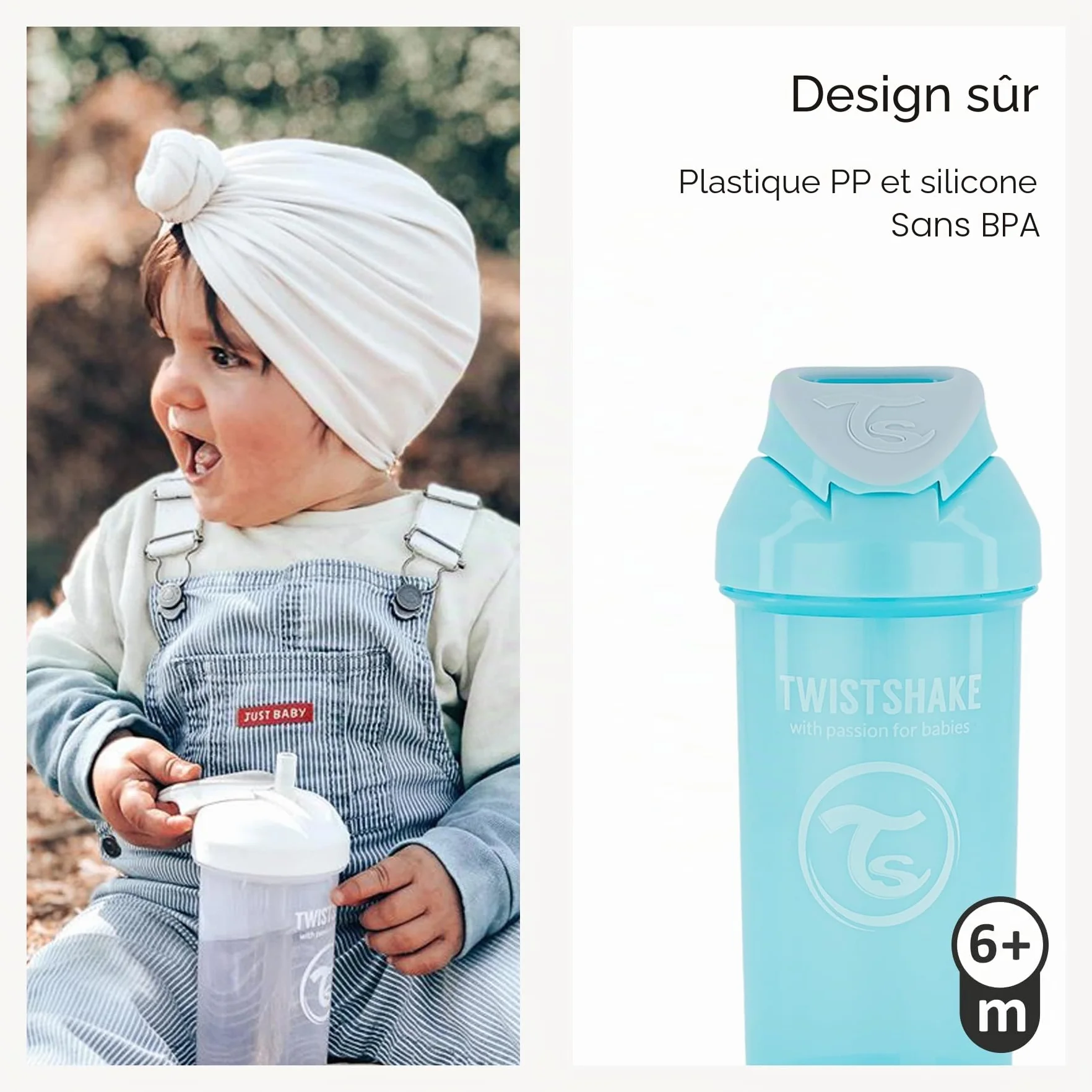 Twistshake Tasse de Paille 360 ml – Gobelet Bébé Anti-Fuite – Bouteille d’Eau Anti-Déversement – Rose