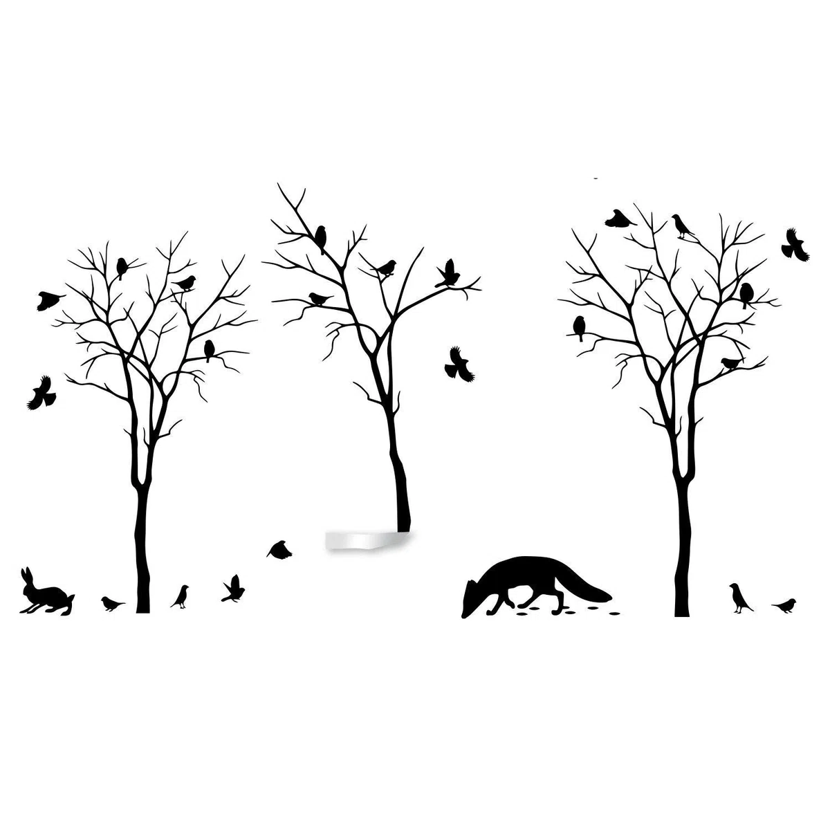 Nature art vinyl mignon animal ensemble Stickers arbre forêt botanique cool floral Die Cut Decal oiseau faune sauvage décoratif renard autocollant