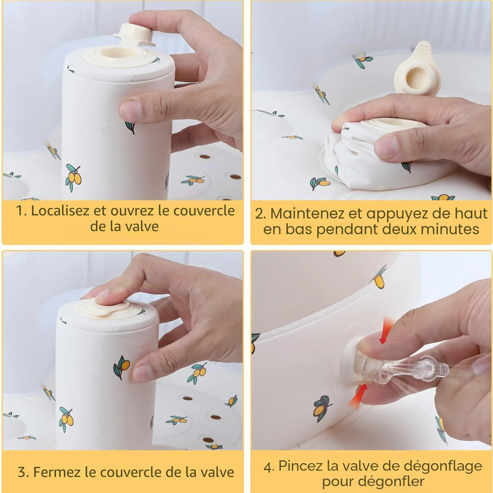 EKEPE Siège gonflable bébé 3 mois avec pompe à air intégrée Oliver Flower