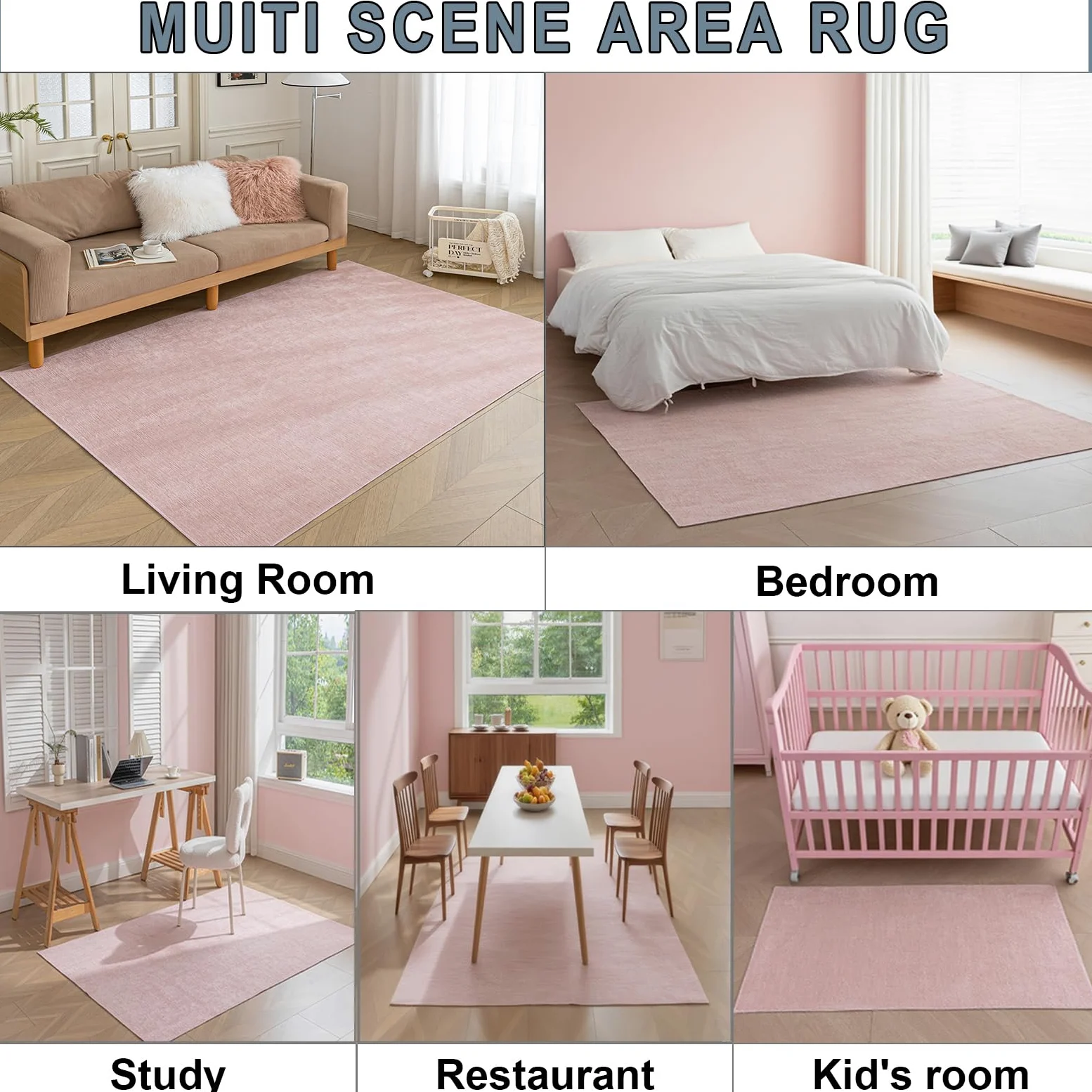 Kurzflor Tapis Rosa-60x120cm, Tapis Lavable Salon, Moquette Antidérapant Chambre à Coucher, Tapi Mince Salon, Chenille Moquette Doux pour Enfants Küchen(Rosa)