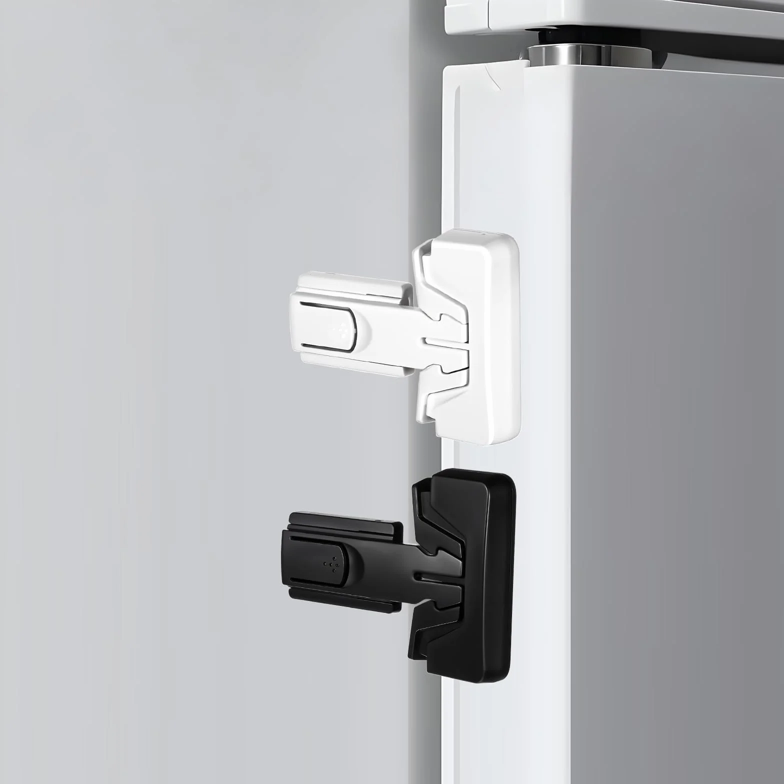 Lot de 2 verrous de réfrigérateur pour enfants - Sans outils - Installation facile (blanc + noir)