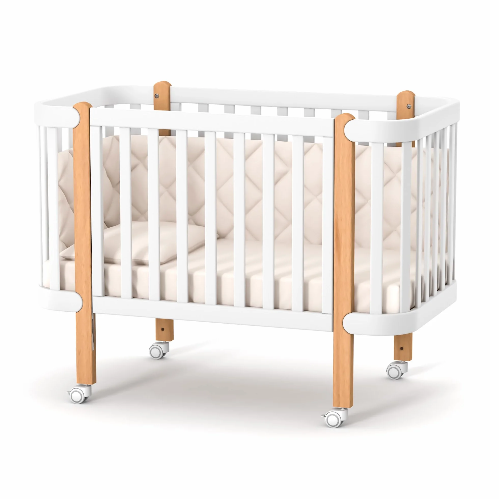 Veres Lot de 4 roulettes pivotantes pour lit de bébé Blanc
