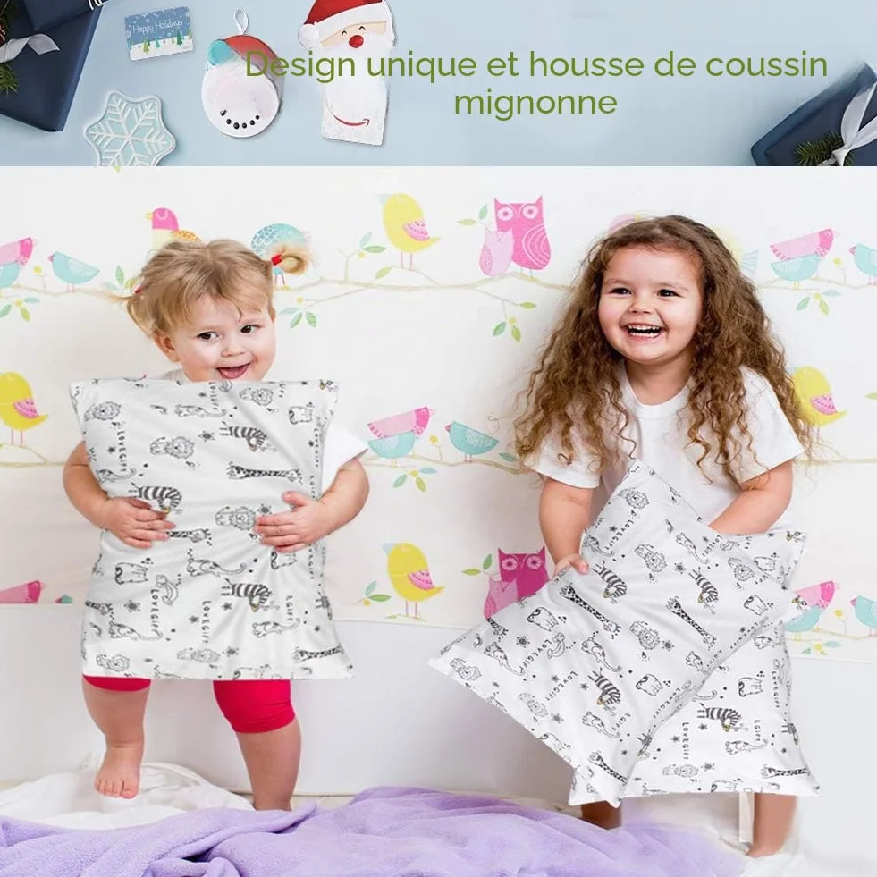 Oreiller pour Enfant 33 x 45 cm Hypoallergénique 100% Coton Biologique Lavable Machine