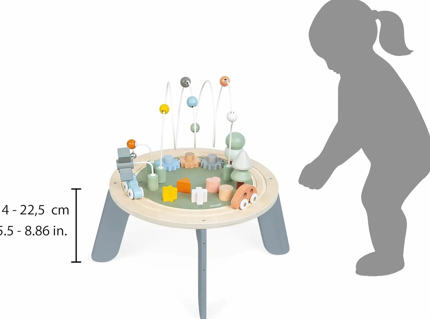 Janod - Table d'Activités en Bois Sweet Cocoon - Table Multijeux - Activités 1er Âge - Développement Motricité Fine - Pieds Antidérapants - Peinture à l'eau - Certifié FSC - Dès 1 an, J04402