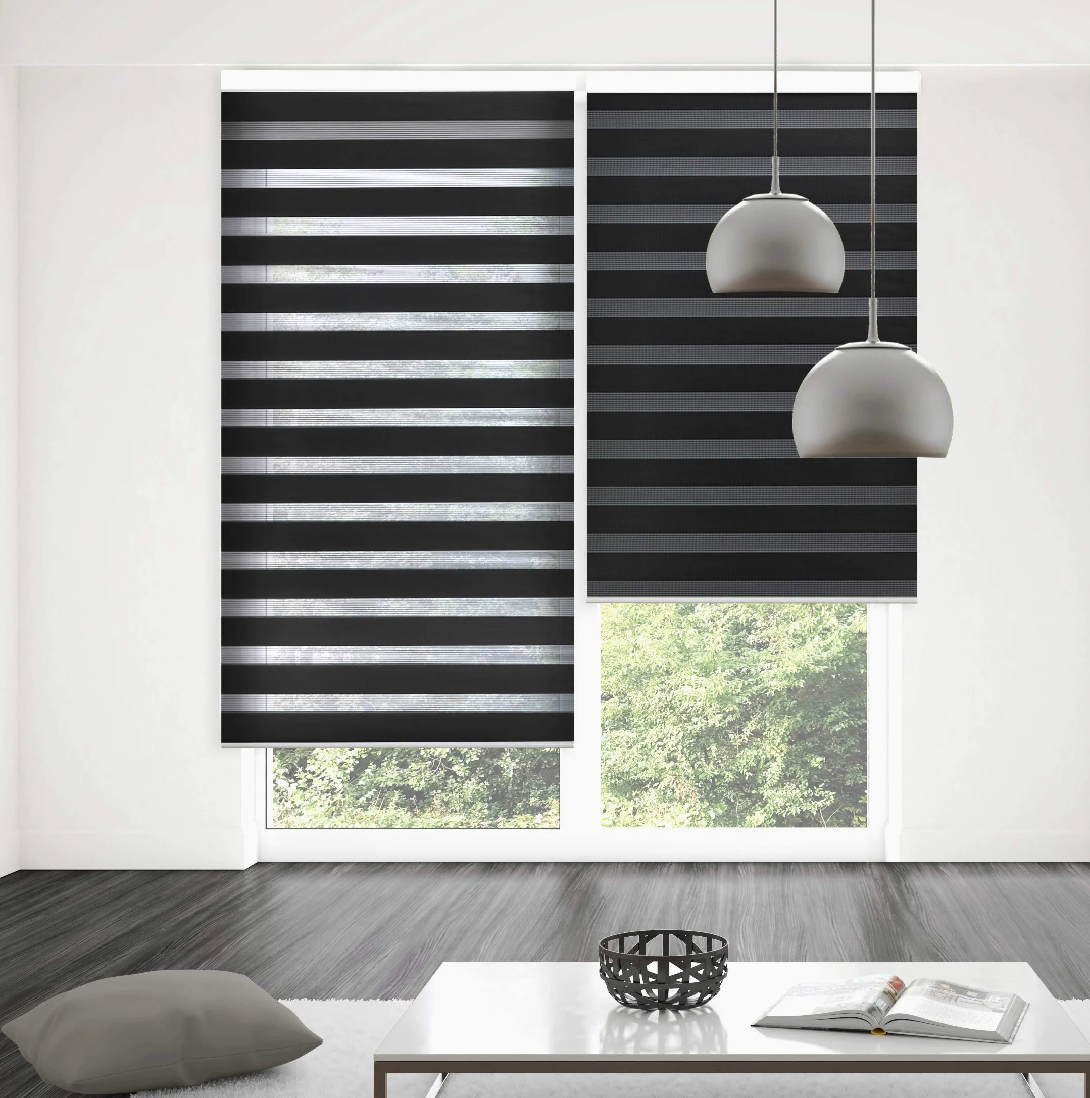 Blindecor Vela Store Enrouleur Double Tissage Prime avec galerie | Noir, Store Enrouleur 180 x 180 cm (Largeur x Hauteur) | Taille du Tissu 177 x 175 cm | Store Jour et Nuit élégant