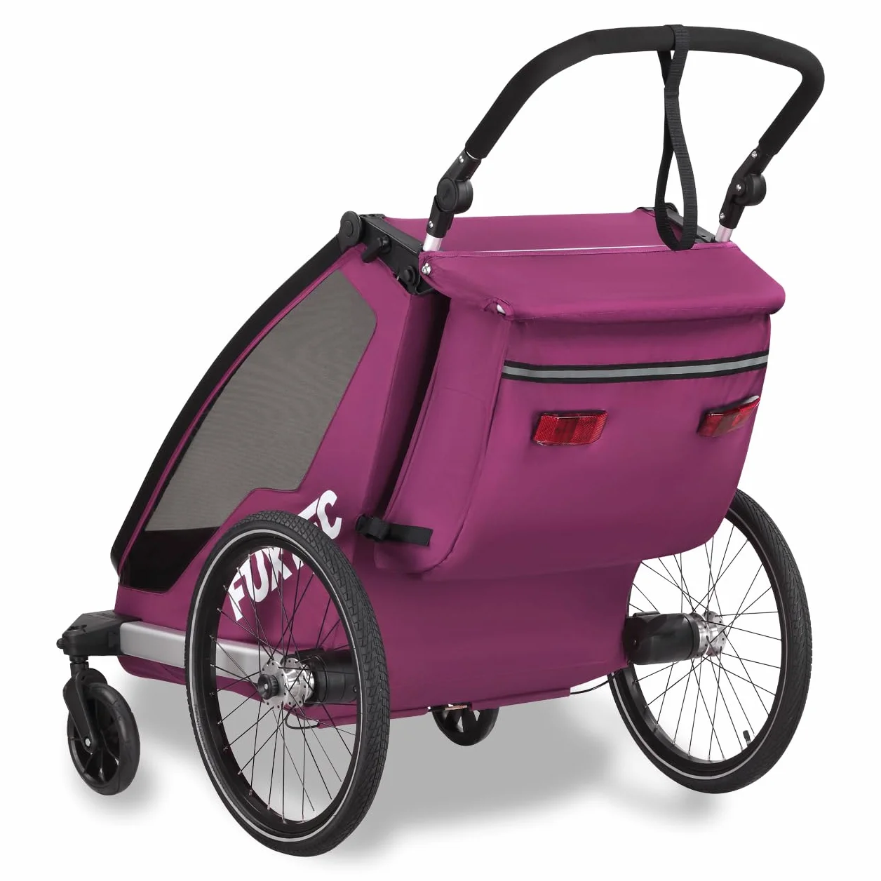 FUXTEC Remorque de vélo 2 en 1 FX-FA1 pour 2 enfants en aluminium pliable avec protection pluie et soleil