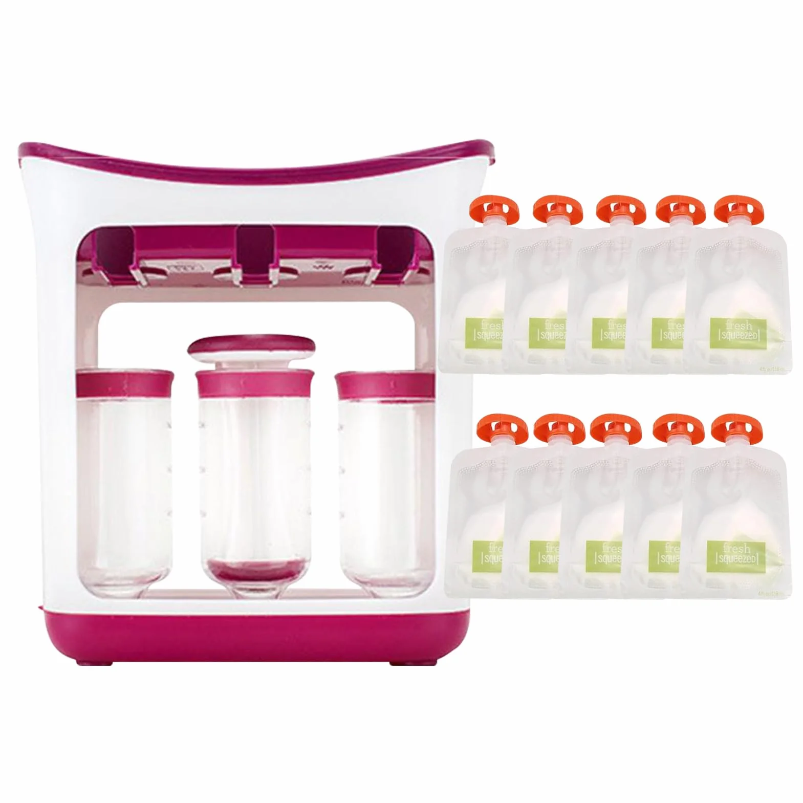 Machine à Compote Bébé avec Sacs Réutilisables, Gourde Compote Réutilisable pour Purées Maison