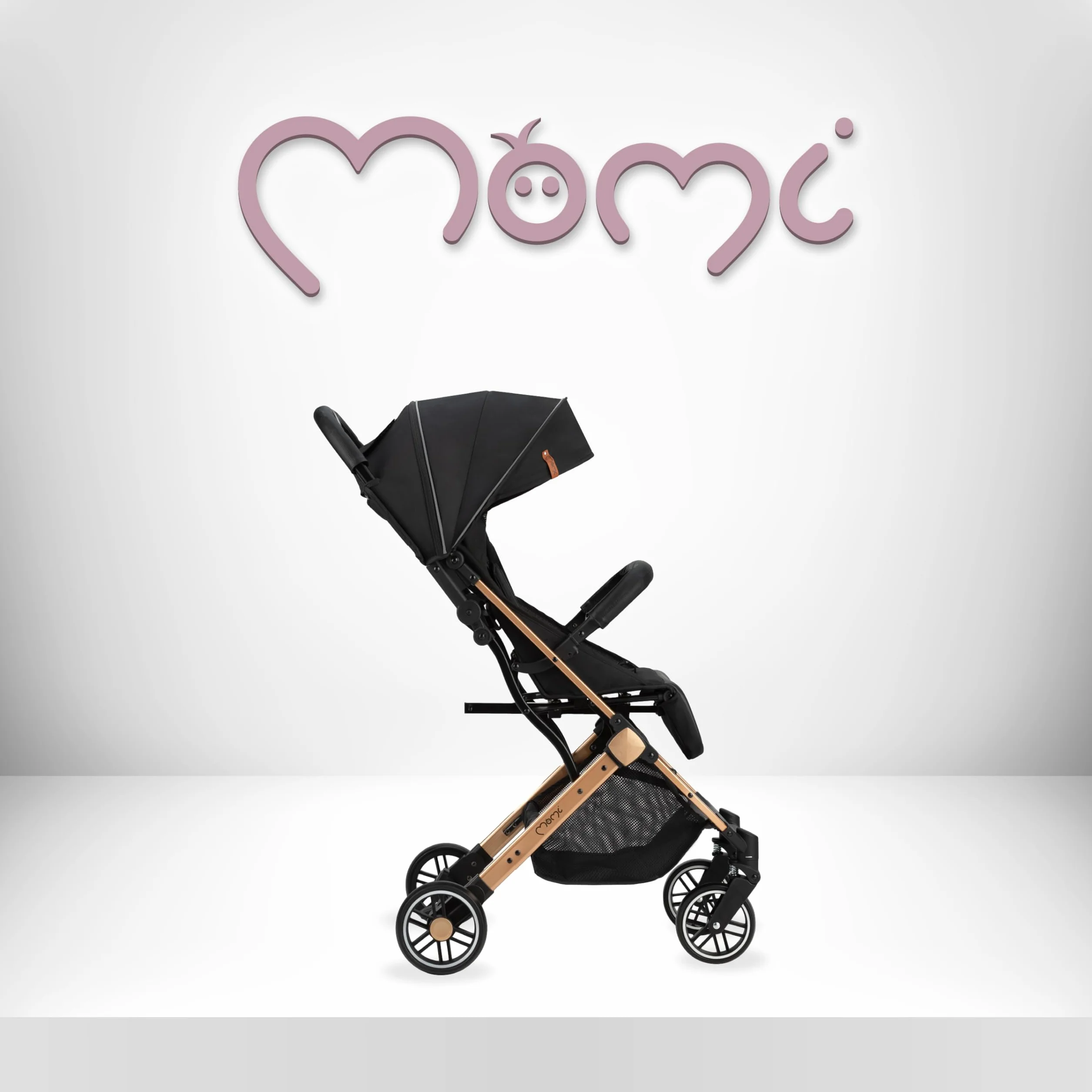 MoMi ESTELLE Poussette compacte légère pliable 6 mois 15 kg dossier inclinable repose-pieds réglable roues amorties grand panier harnais 5 points