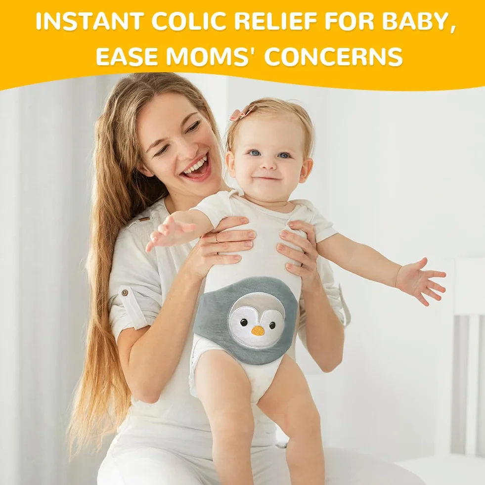Vicloon Bouillotte Bebe Anti Colique, Ceinture Chauffante Micro, Doublure en Natural Argile, Chaud & Froid, Lavable