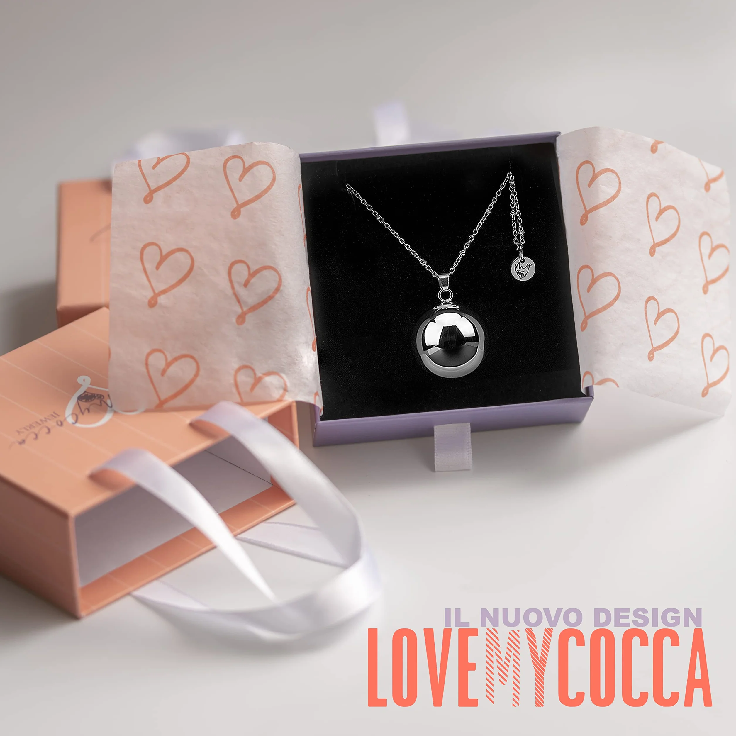 Collier Appel Anges Grossesse, coffret cadeau personnalisé, Collana Lunga, Laiton