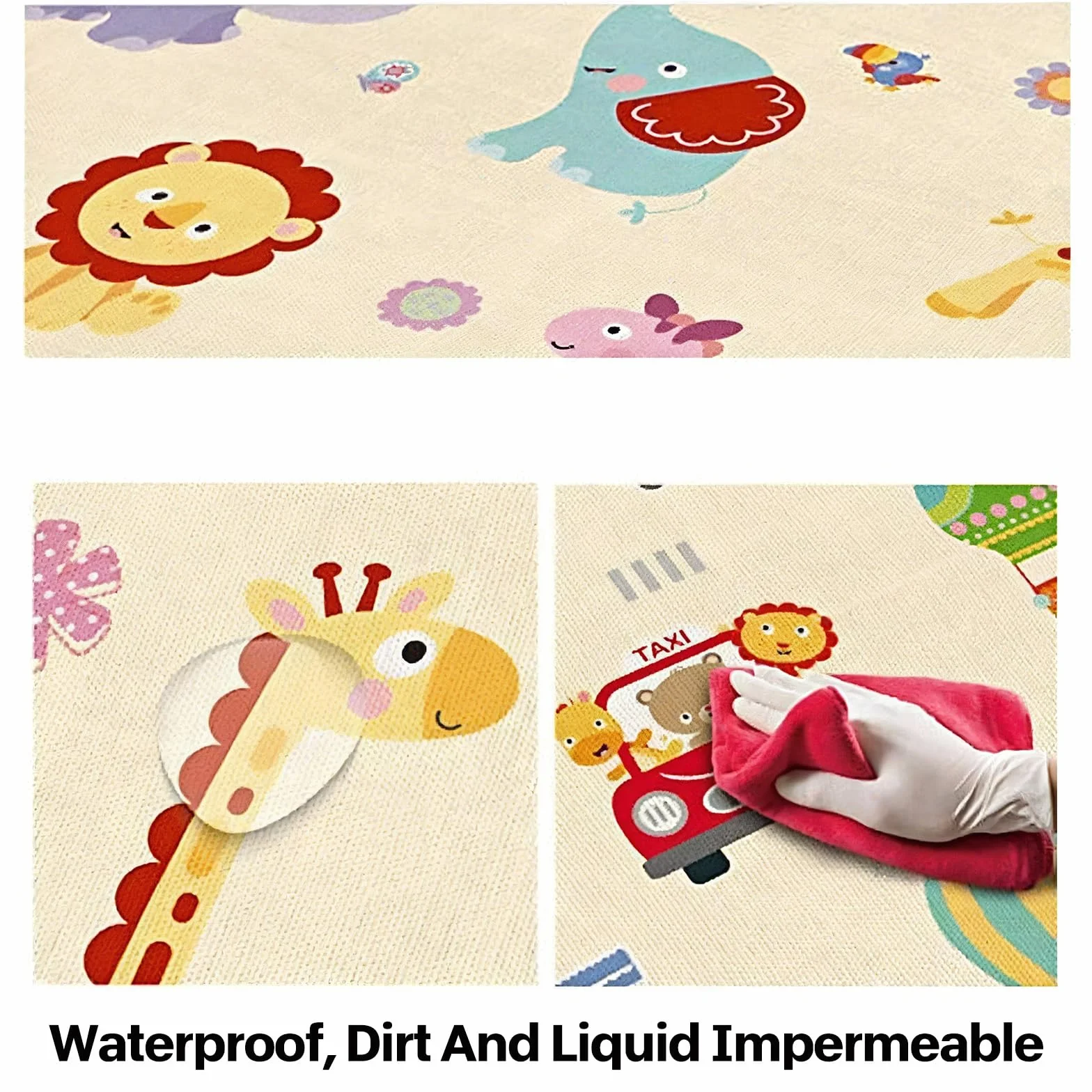 Tapis de Jeu pour Bébé Pliable Antidérapant Imperméable Double Face 0-6 Mois Transport