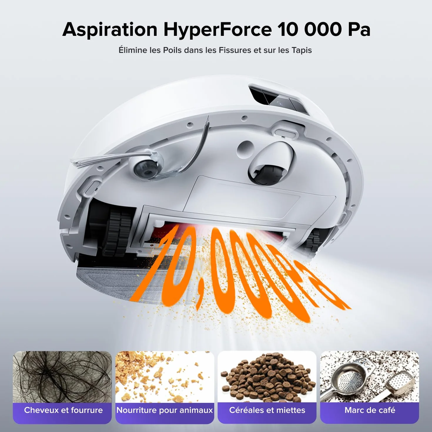 Roborock Q10 S5+ Aspirateur Robot Laveur 10000 Pa Vidage Automatique Double Anti-emmêlement Système VibraRise 2.0