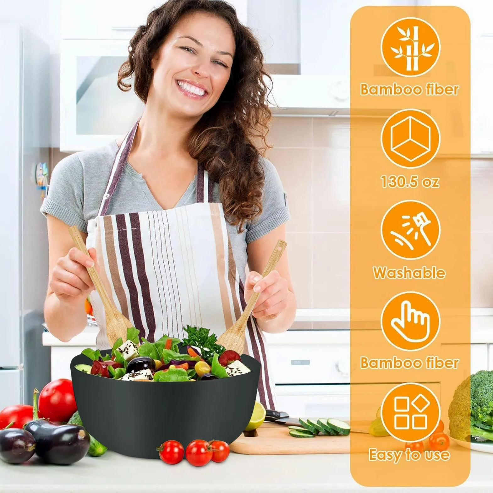 Saladier Contenants Alimentaires En Bois Vaisselle Service Spork | Bol À Salade De Service Avec Couvercle Contenant Pour Snacks, Pâtes Et Nouilles, Repas Déjeuner Dîner Maison