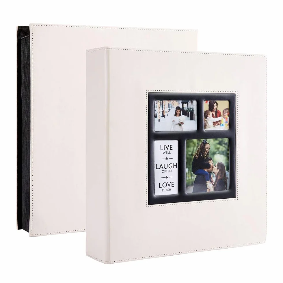 Grand Geant Album Photo 10x15 1000 Pochette Cuir Tissu Horizontal Vertical Beige