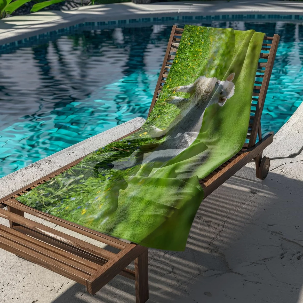Serviette de Plage Moutons Verts Herbe Serviette de Bain Sport Piscine Toilette Microfibre Piscine Anti Sable Drap de Plage Bain xxl Ultraléger Portable Towel Absorbant Séchage Rapide 200x220cm